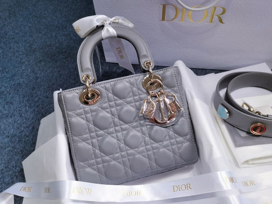 Brand New Lady Dior My ABCDior Small Etoupe Grey Lambskin Golden Hardware, 2018, Full Set