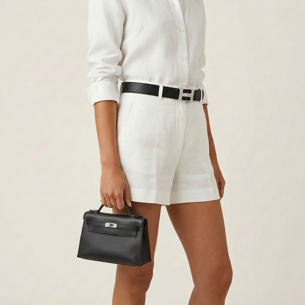 Pre-owned Certified Hermes Kelly Pochette in Black Swift  Leather with Silver Hardware, 2021, w/ full set