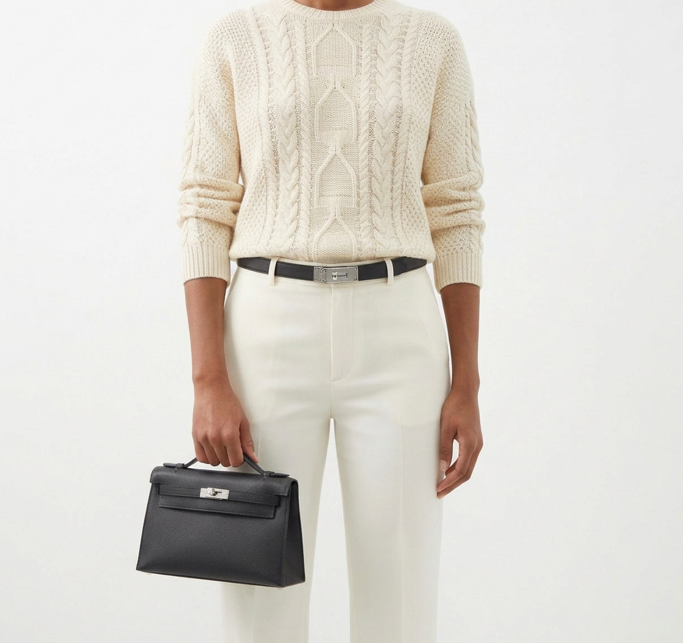 Pre-owned Certified Hermes Kelly Pochette in Black Epsom Leather with Silver Hardware, 2004, w/ full set