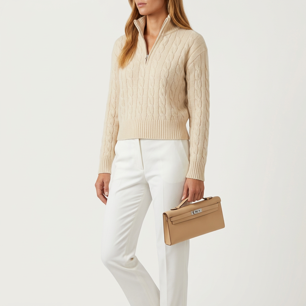 Pre-owned Certified Hermes Kelly Cut in 21 Naturel-Sable Swift Leather with Silver Hardware, 2016, w/ Dust bag