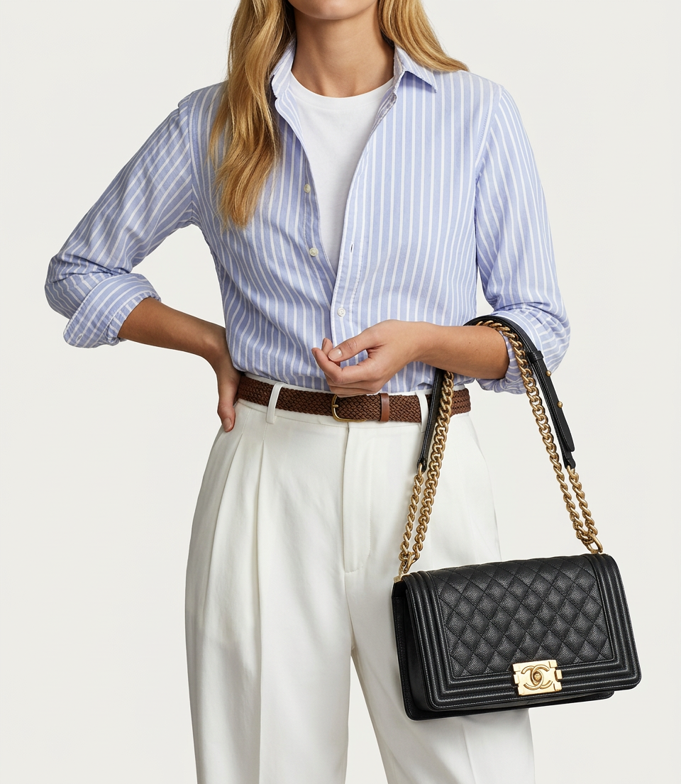 Pre-owned Certified Chanel Medium Boy Bag in Black Caviar Leather with Golden Hardware, 2023 Microchipped, w/ Full Set
