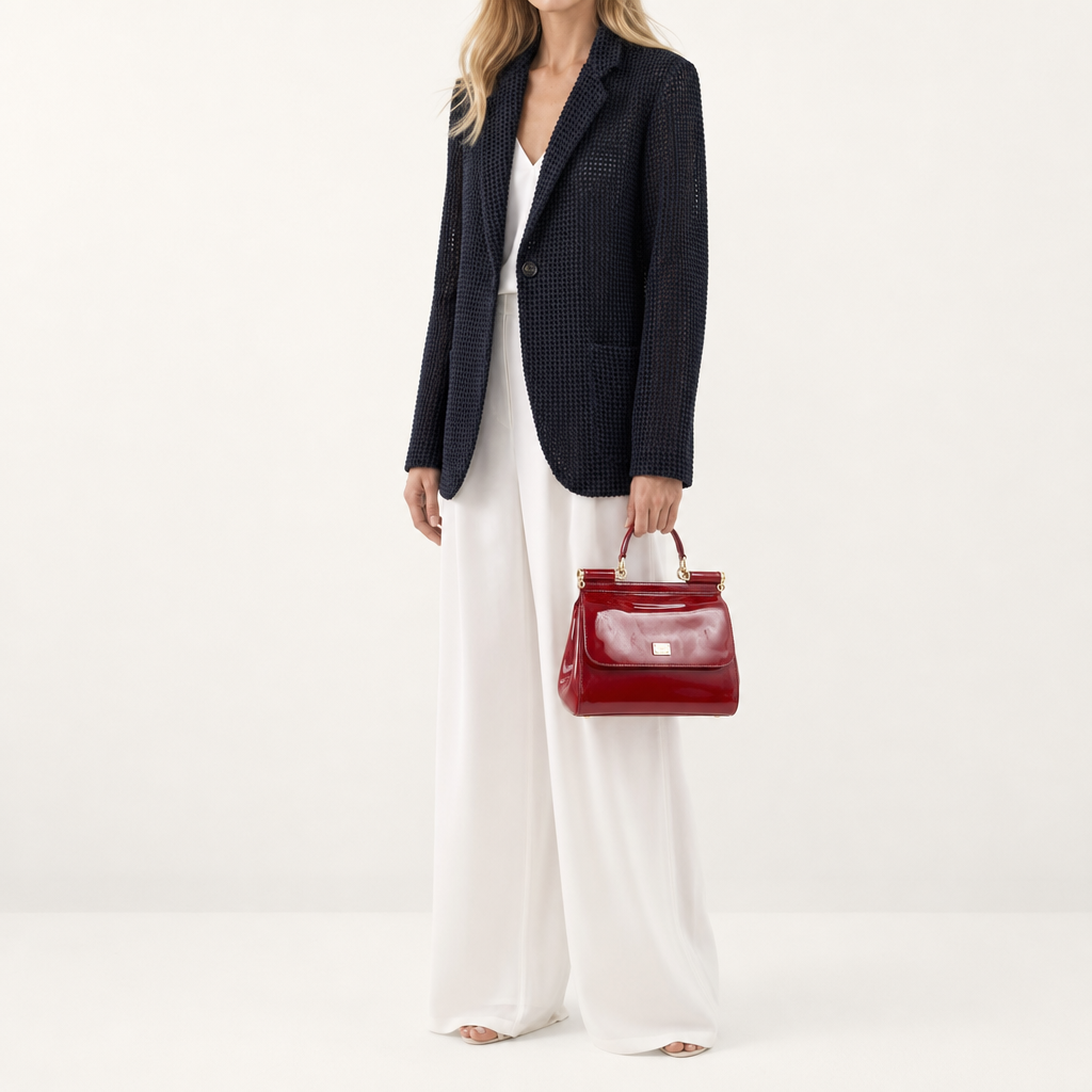 Pre-owned Certified D&G Dolce & Gabbana Large Sicily Handbag in Red Patent Leather with Golden Hardware, w/ dust bag, strap