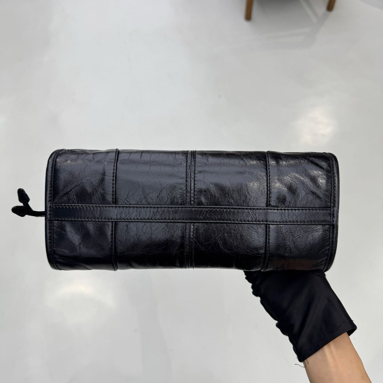 Pre-owned Certified Prada Medium Bonnie Shoulder Bag in Black Waxy Leather with Golden Hardware, 2020, w/ full set
