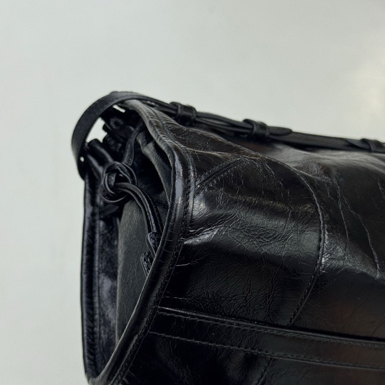 Pre-owned Certified Prada Medium Bonnie Shoulder Bag in Black Waxy Leather with Golden Hardware, 2020, w/ full set