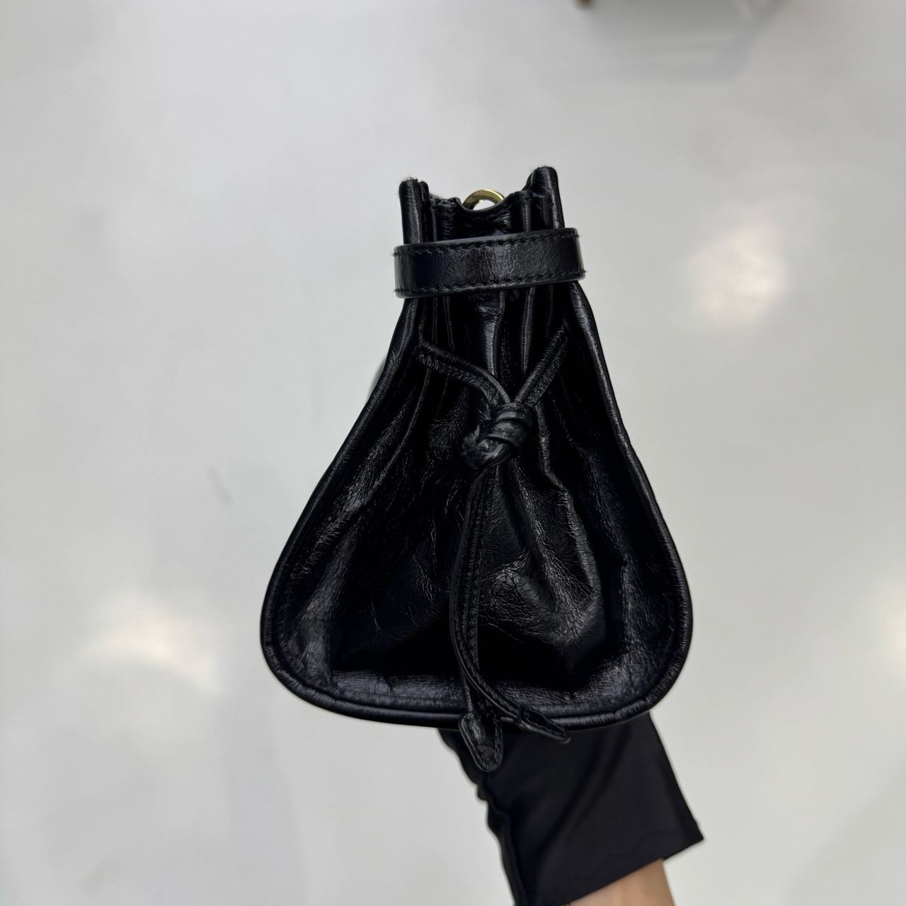 Pre-owned Certified Prada Medium Bonnie Shoulder Bag in Black Waxy Leather with Golden Hardware, 2020, w/ full set