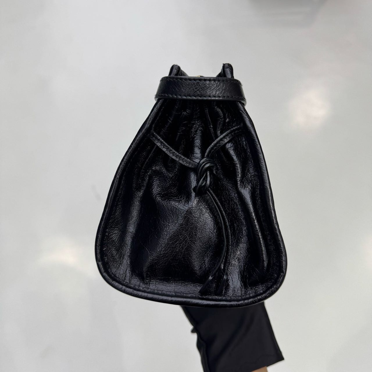 Pre-owned Certified Prada Medium Bonnie Shoulder Bag in Black Waxy Leather with Golden Hardware, 2020, w/ full set