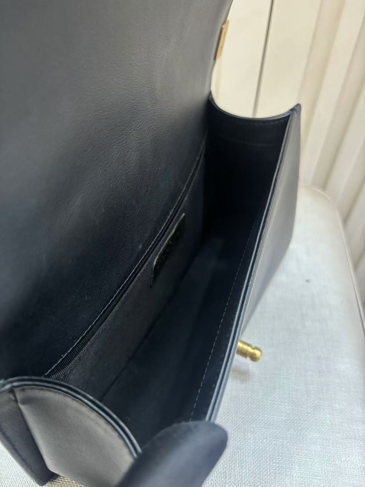 Pre-owned Certified Chanel Boy Bag Medium Black Calfskin with Golden Hardware, 2020, w/ Full set