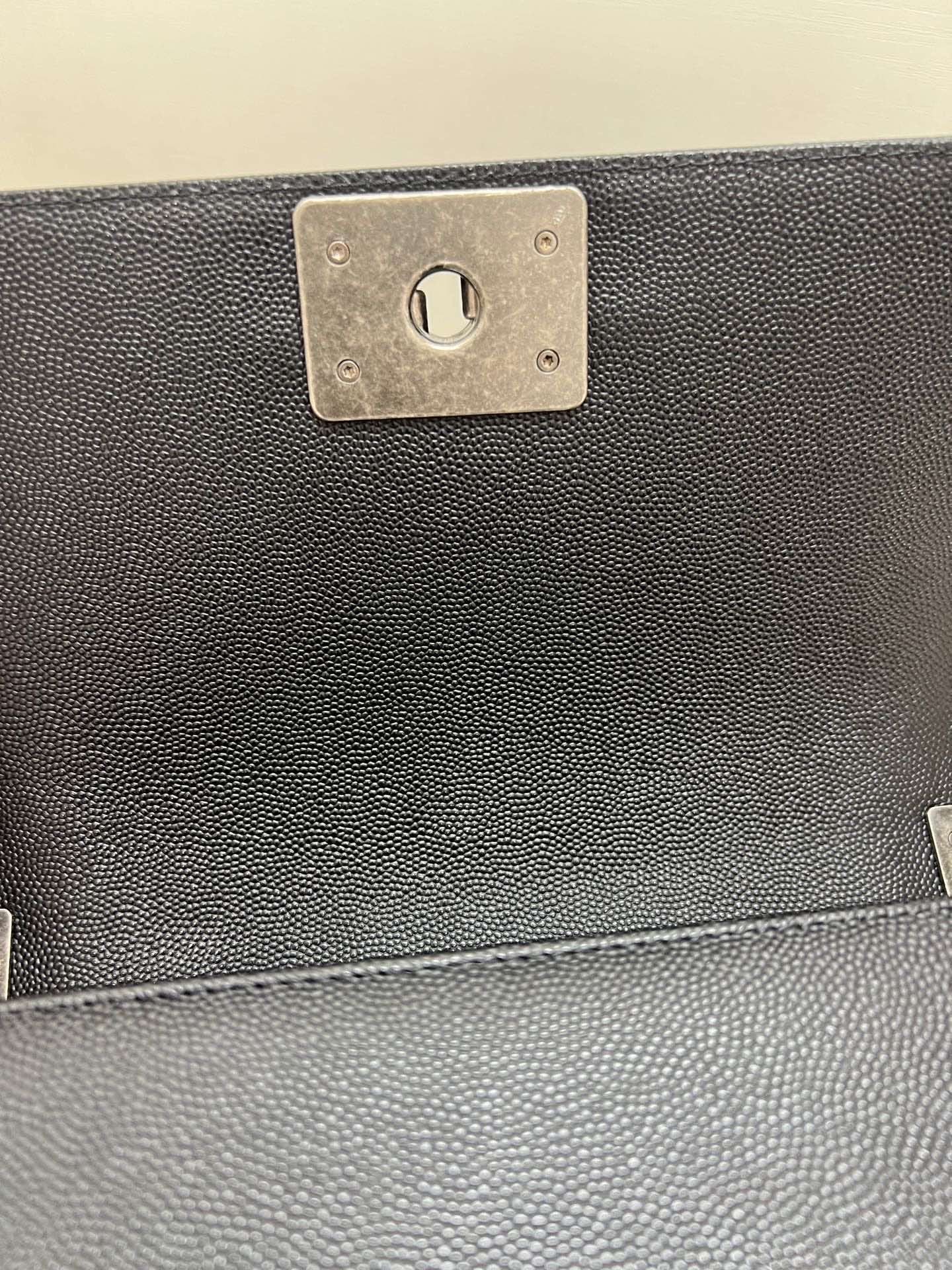 Pre-owned Certified Chanel Boy Bag Small Black Caviar Leather Dark Silver Hardware, 2020-2021, w/ full set - box, dust bag, Authenticity Card