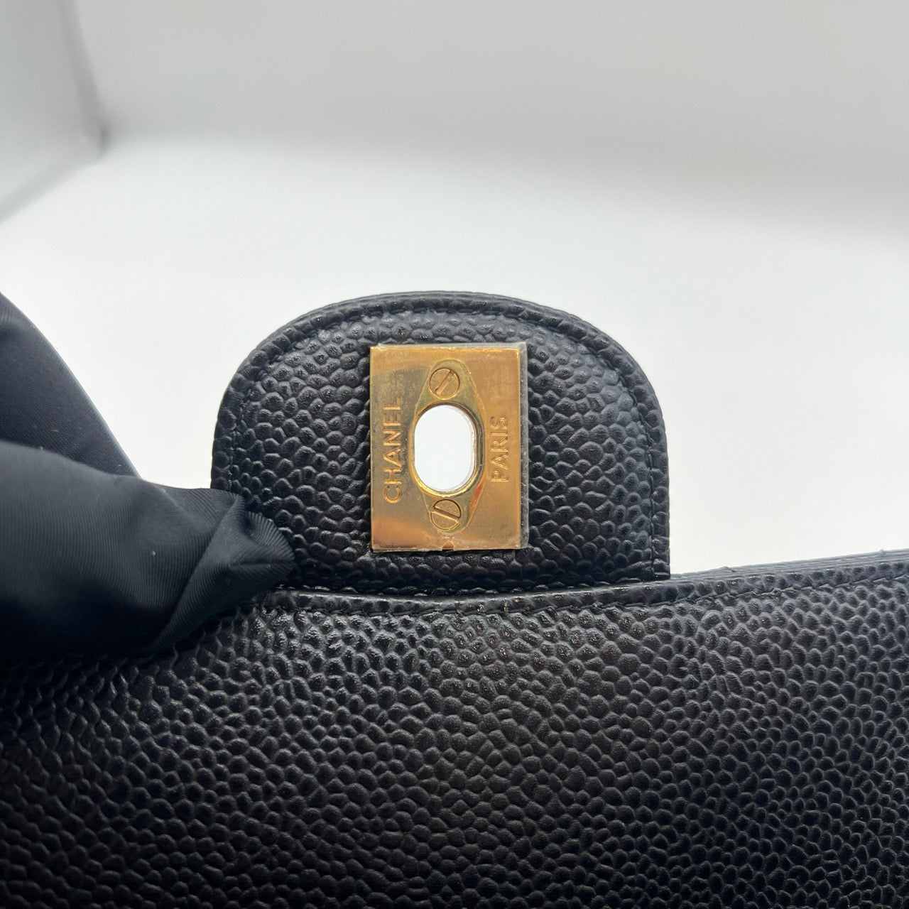 Pre-owned Certified Chanel Classic Flap CF Medium Black Caviar Leather Golden Hardware, 2018, w/ full set - Chanel card, box, dust bag