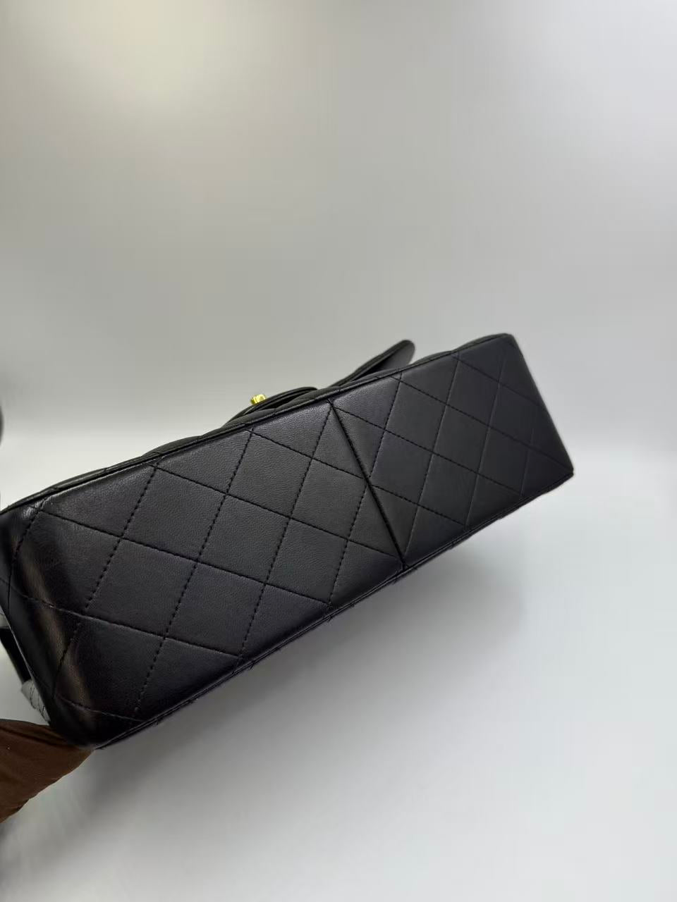 Pre-owned Certified Chanel Jumbo CF Double Flap in Black Lambskin with Golden Hardware, 2014, w/ Full Set