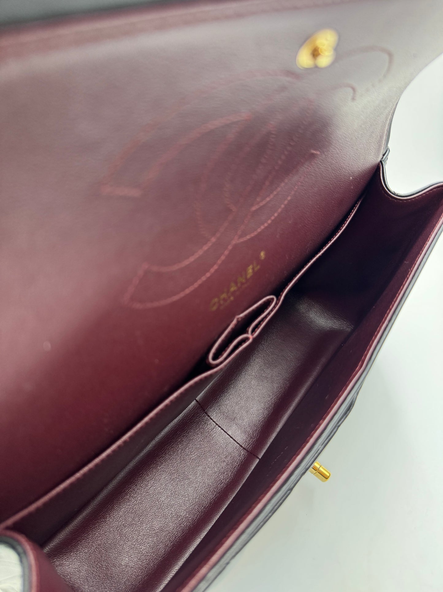 Pre-owned Certified Chanel Jumbo CF Double Flap in Black Lambskin with Golden Hardware, 2014, w/ Full Set