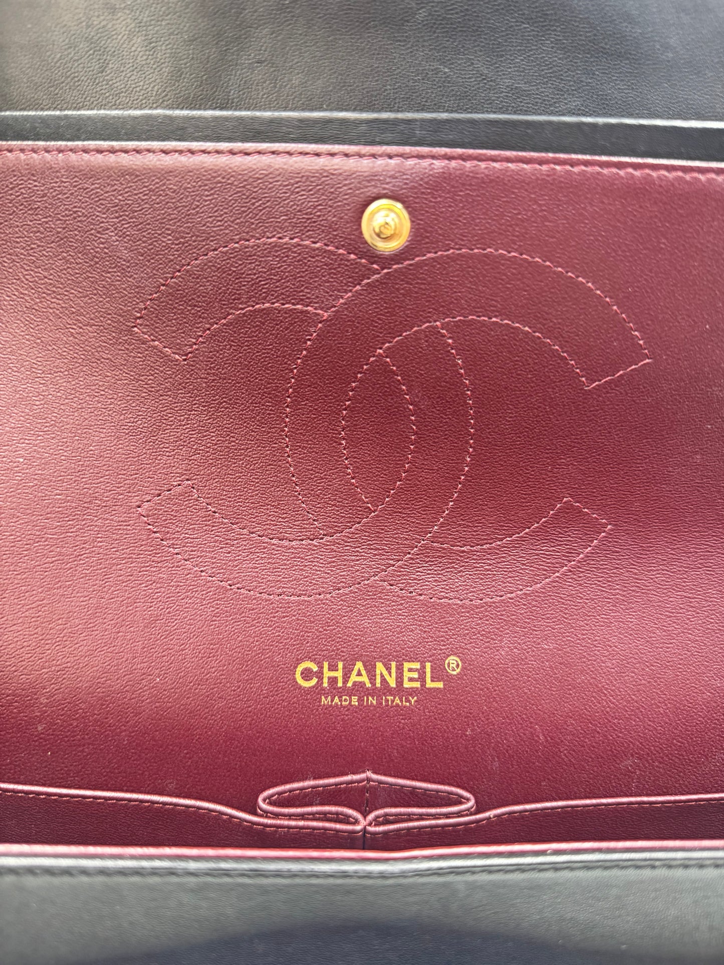 Pre-owned Certified Chanel Jumbo CF Double Flap in Black Lambskin with Golden Hardware, 2014, w/ Full Set