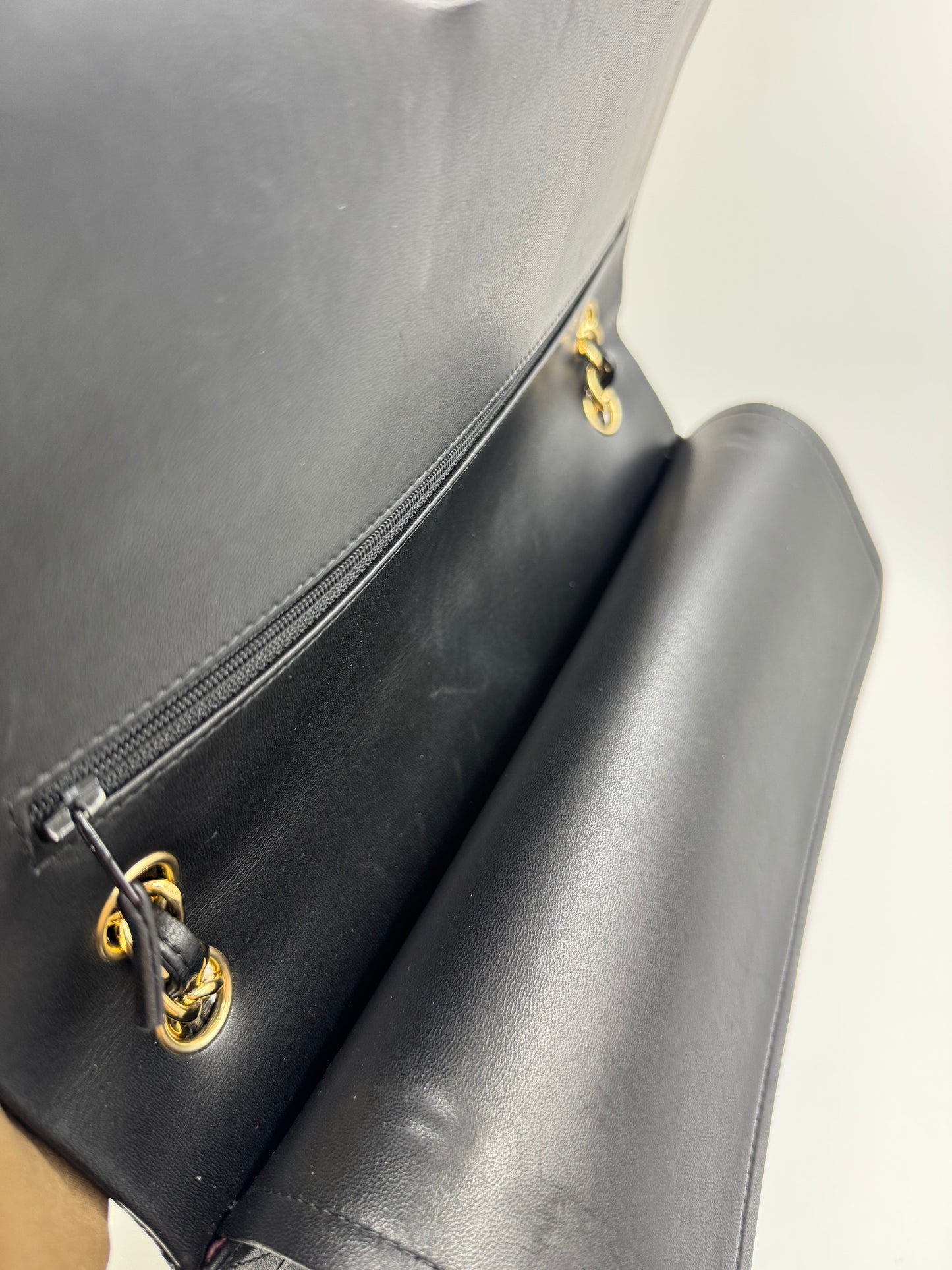 Pre-owned Certified Chanel Jumbo CF Double Flap in Black Lambskin with Golden Hardware, 2014, w/ Full Set