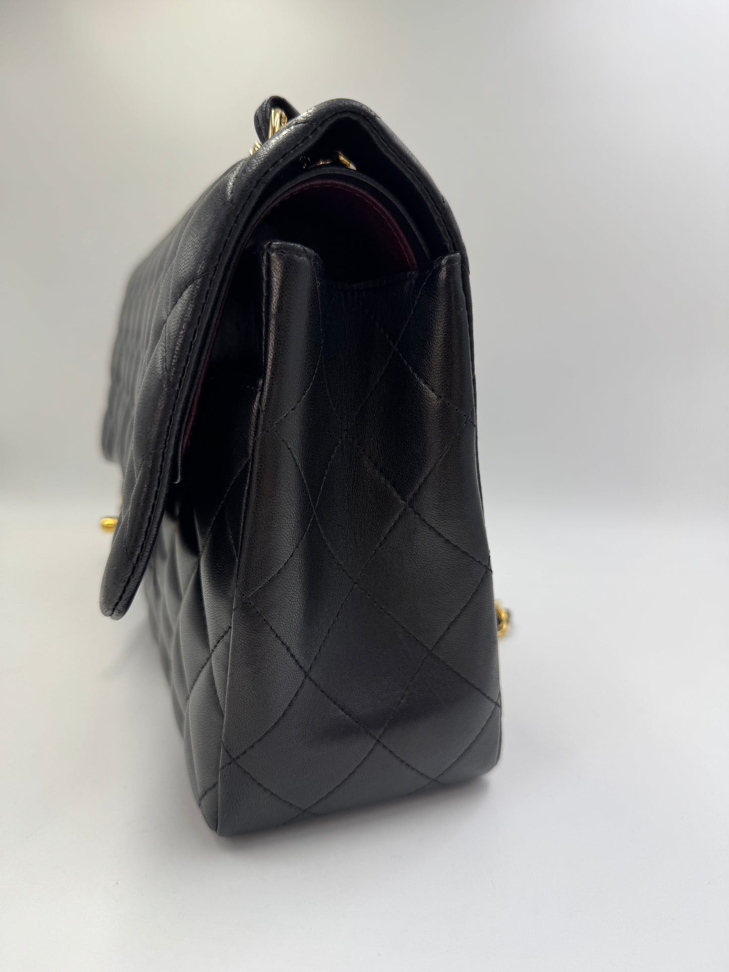 Pre-owned Certified Chanel Jumbo CF Double Flap in Black Lambskin with Golden Hardware, 2014, w/ Full Set