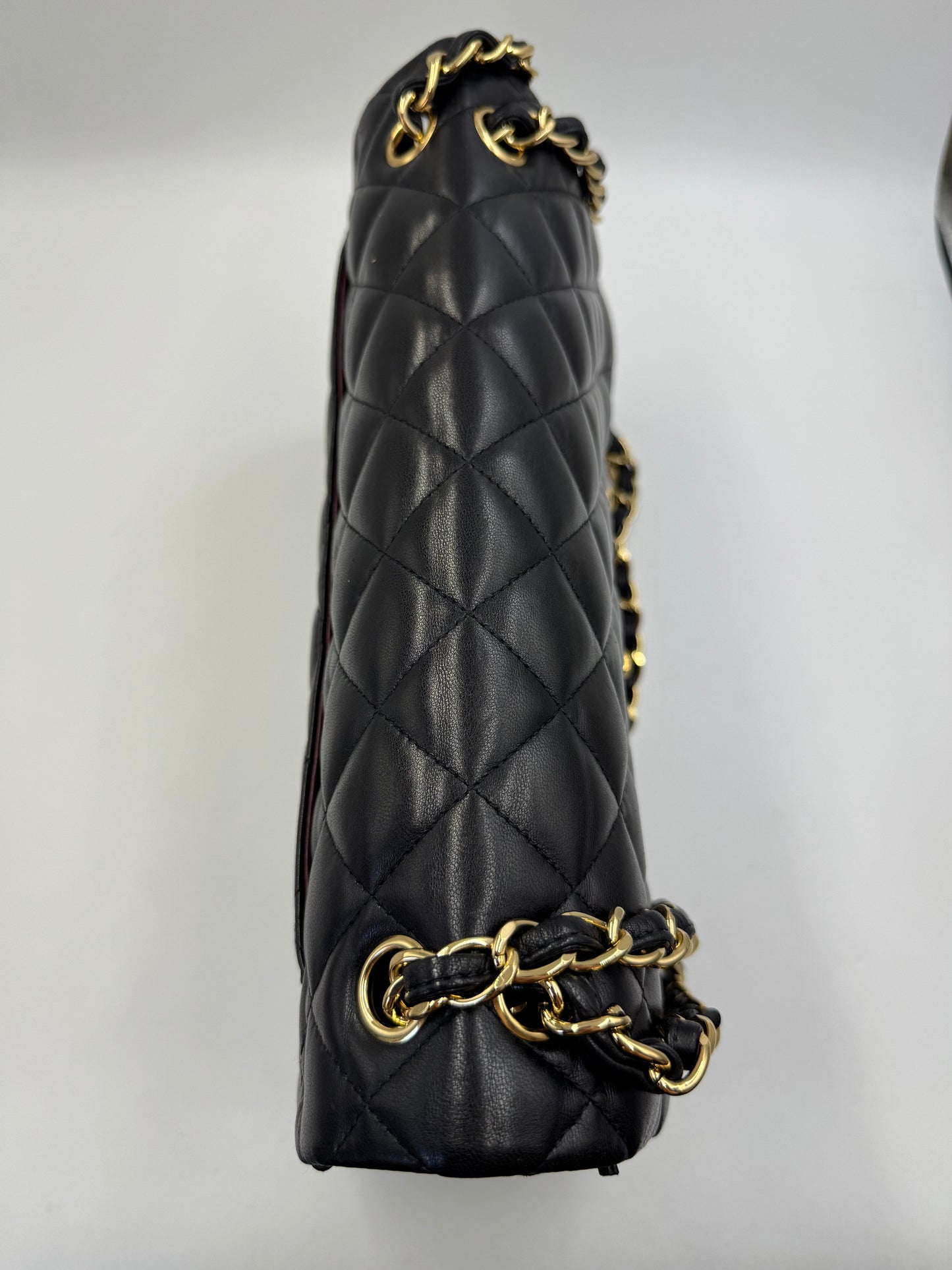 Pre-owned Certified Chanel Jumbo CF Double Flap in Black Lambskin with Golden Hardware, 2014, w/ Full Set