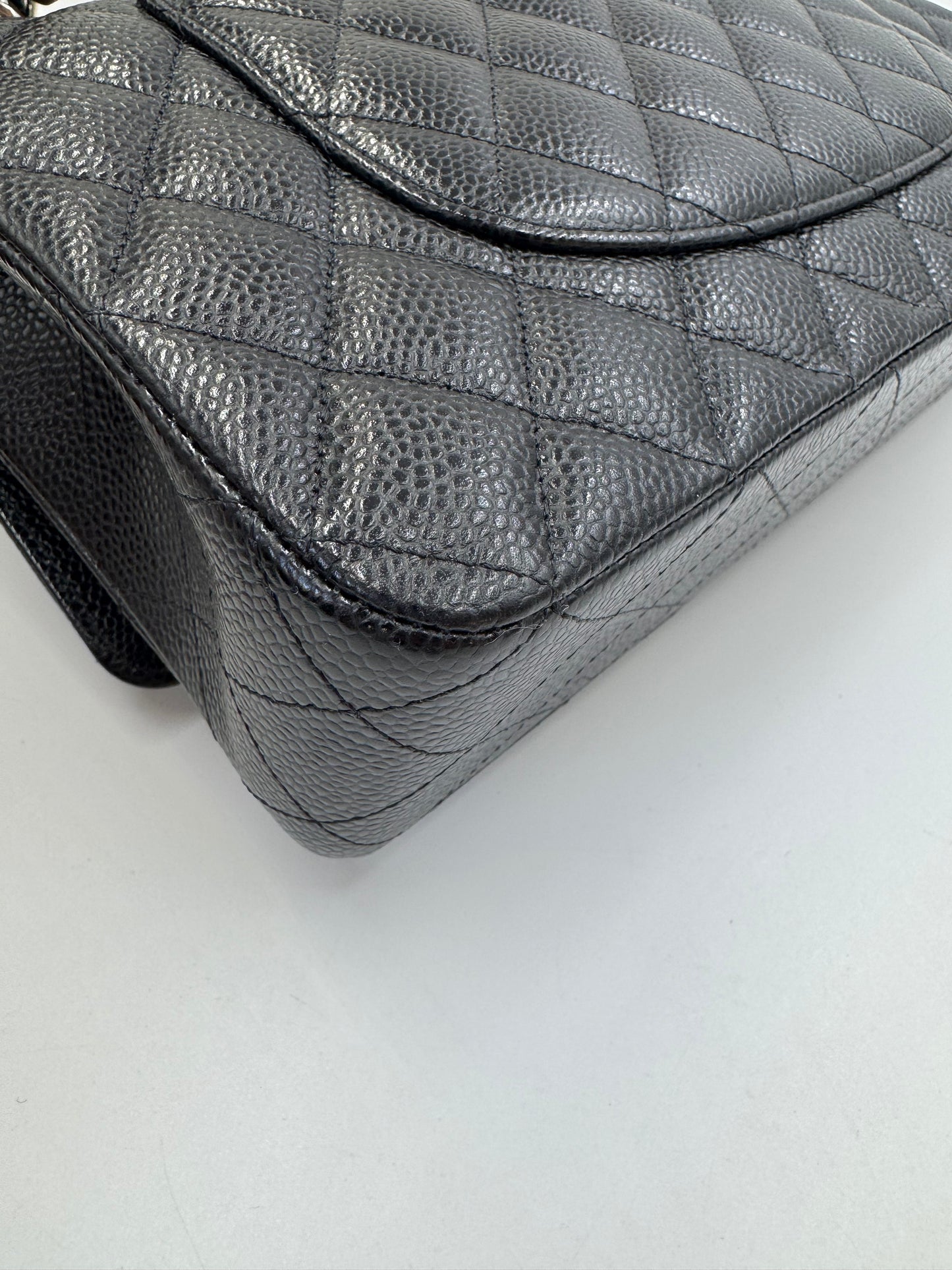 Pre-owned Certified Chanel Medium CF Double Classic Flap in Black Caviar Leather with Silver Hardware, 2020, w/ Full Set