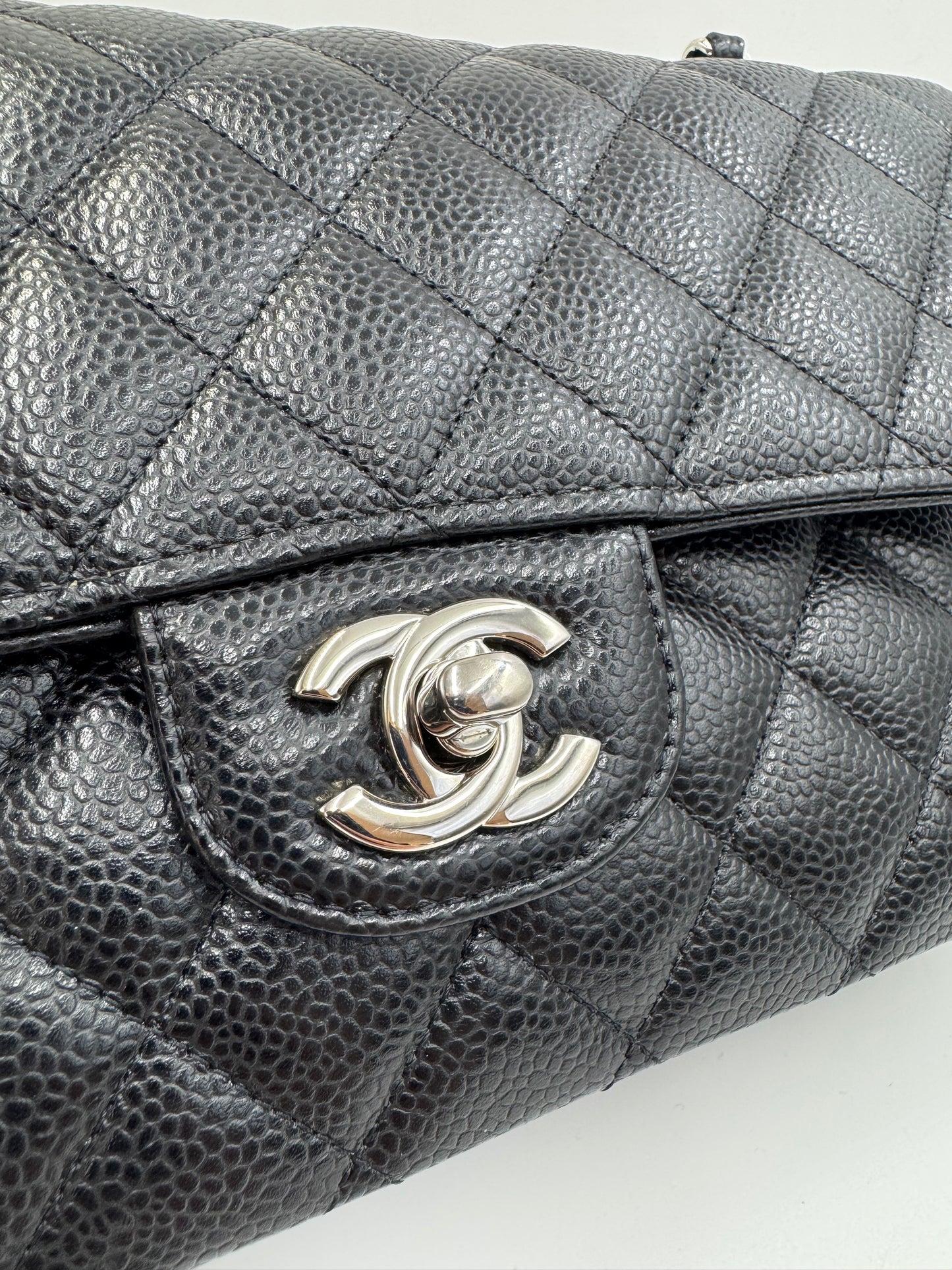 Pre-owned Certified Chanel Medium CF Double Classic Flap in Black Caviar Leather with Silver Hardware, 2020, w/ Full Set