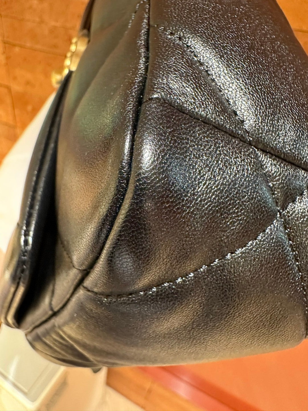 Pre-owned Certified Chanel Small 19Bag Black Lambskin Golden hardware, microchipped, w/ Full set - box, dust bag