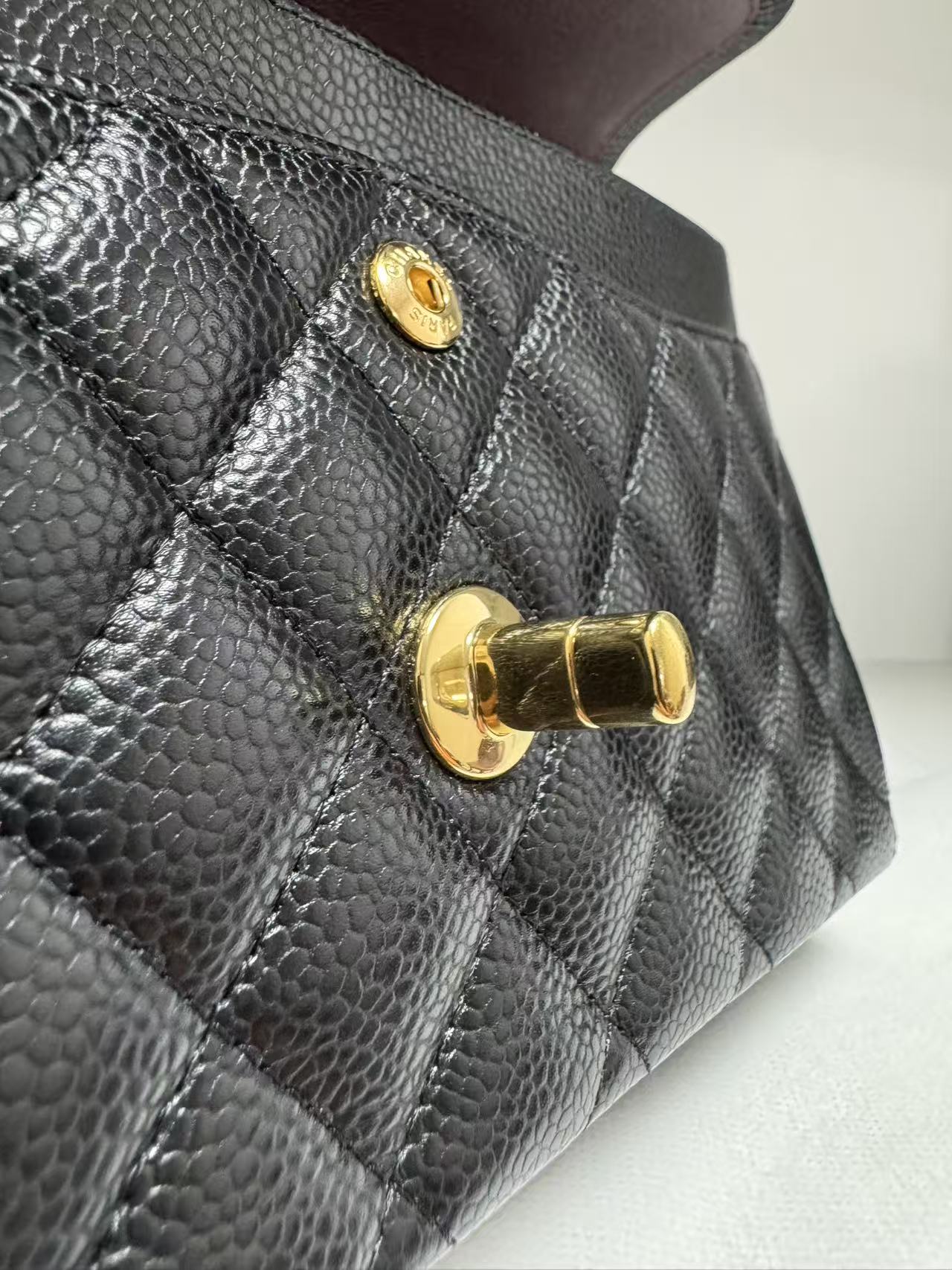 Pre-owned Certified Chanel Small CF Classic Double Flap Black Caviar Leather with Golden Hardware, 2022 Microchipped, w/ full set