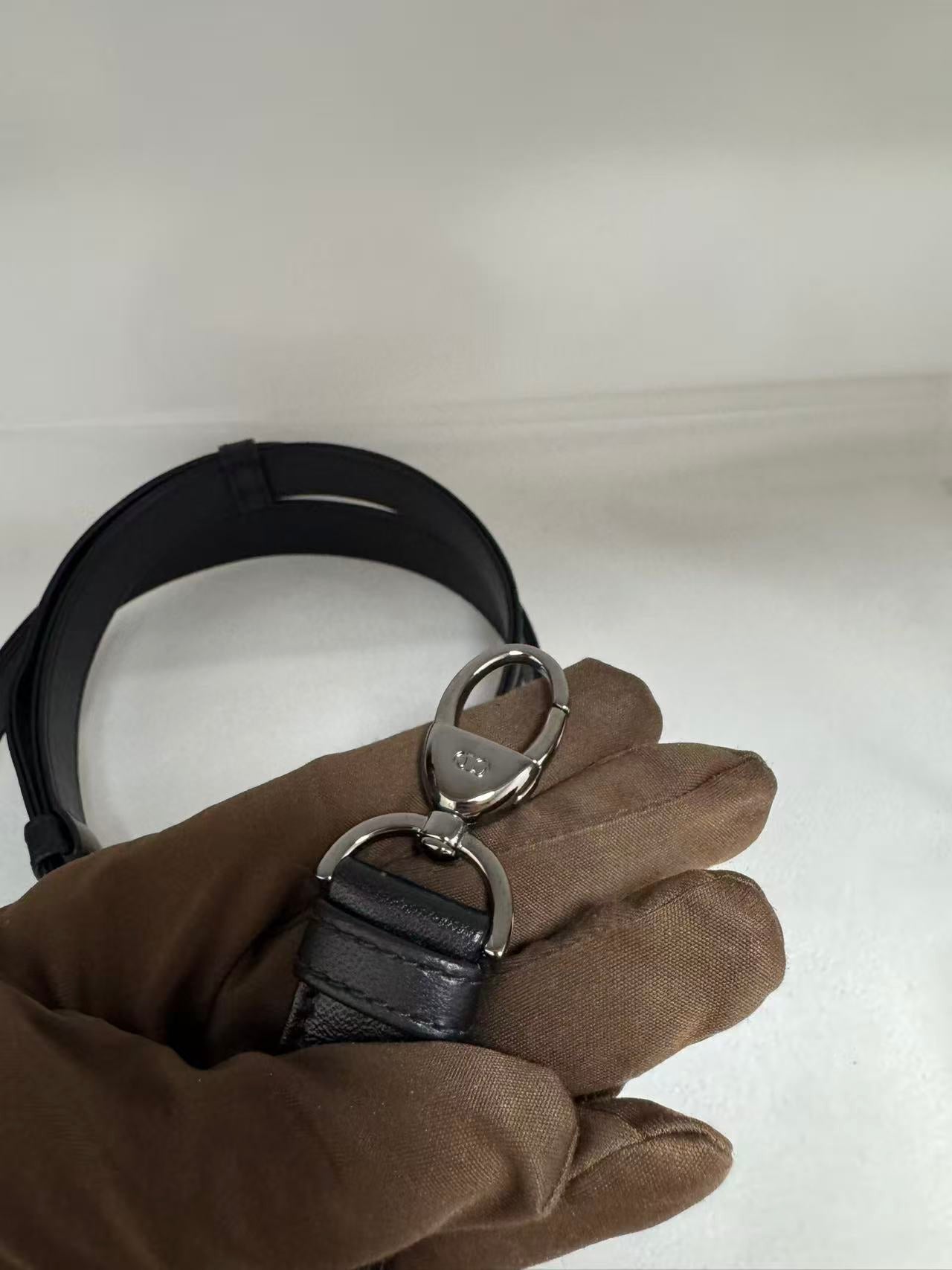 Pre-owned Certified Dior Medium Lady Dior Black Cannage Quilted Lambskin with Shiny Black Hardware, 2022, w/ Dior dust bag, leather strap