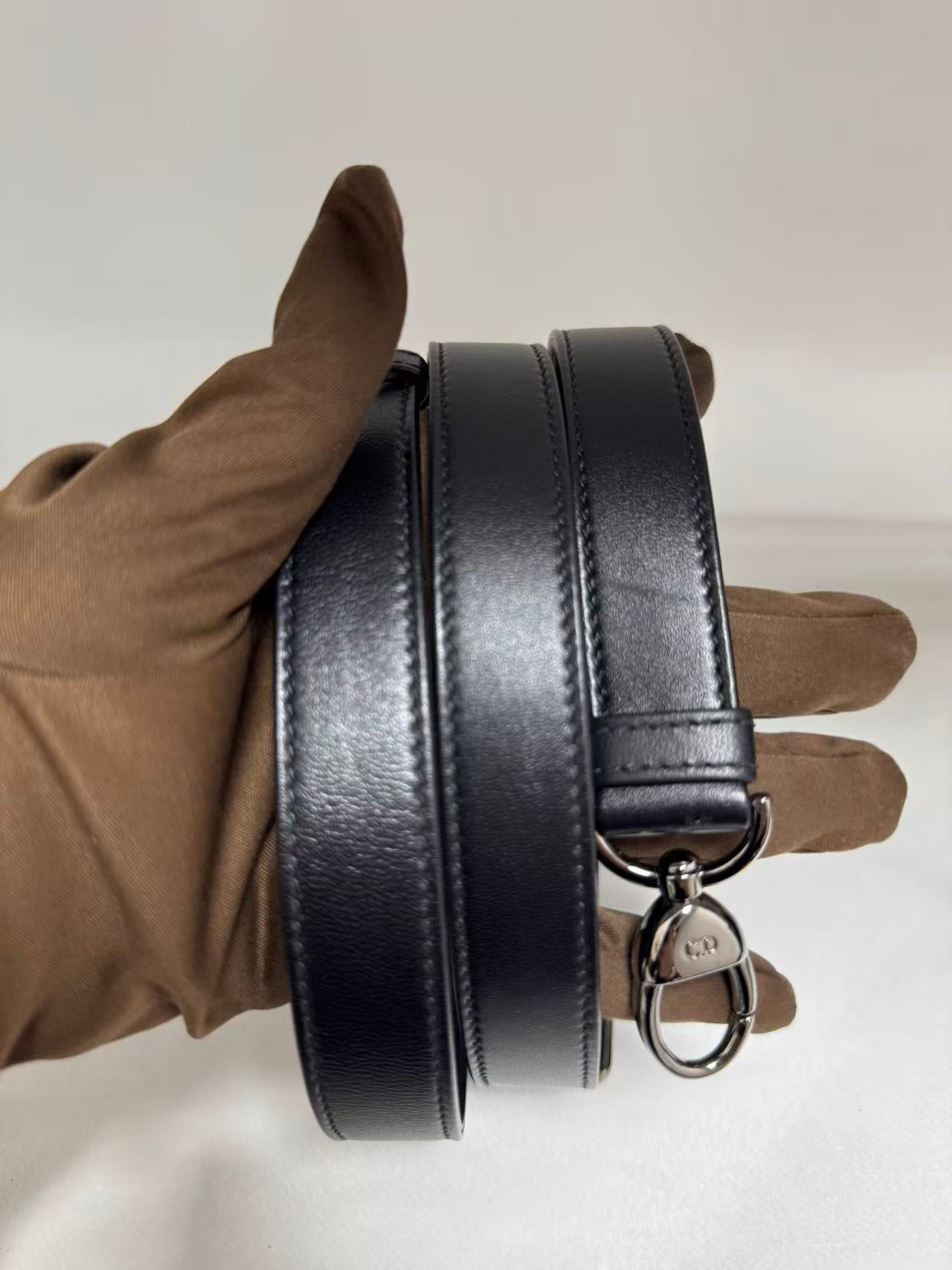 Pre-owned Certified Dior Medium Lady Dior Black Cannage Quilted Lambskin with Shiny Black Hardware, 2022, w/ Dior dust bag, leather strap