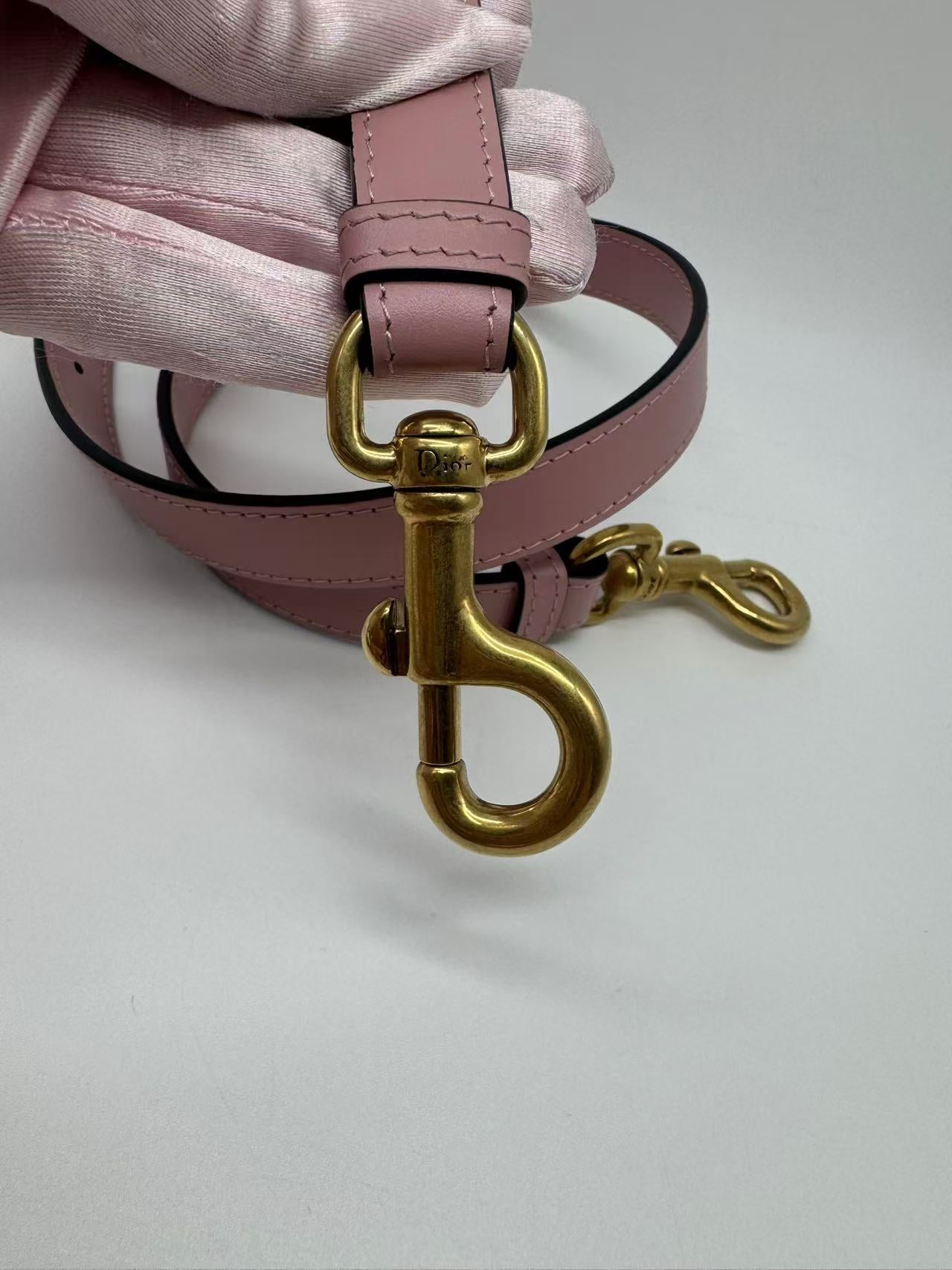 Pre-owned Certified Dior Saddle Bag Sakura Pink Smooth Calfskin with Leather CD logo and Golden Hardware, 2023 New Model, w/ strap, dust bag