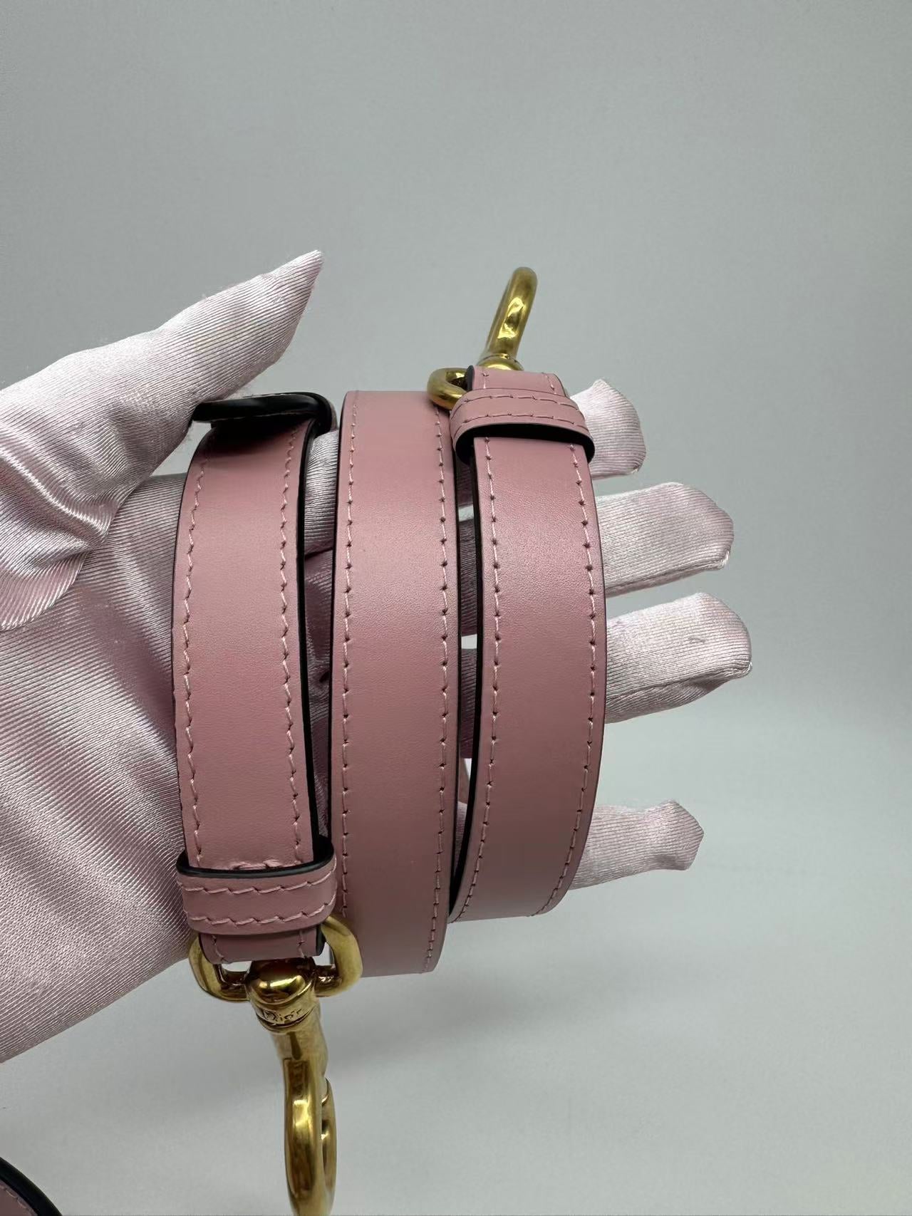 Pre-owned Certified Dior Saddle Bag Sakura Pink Smooth Calfskin with Leather CD logo and Golden Hardware, 2023 New Model, w/ strap, dust bag