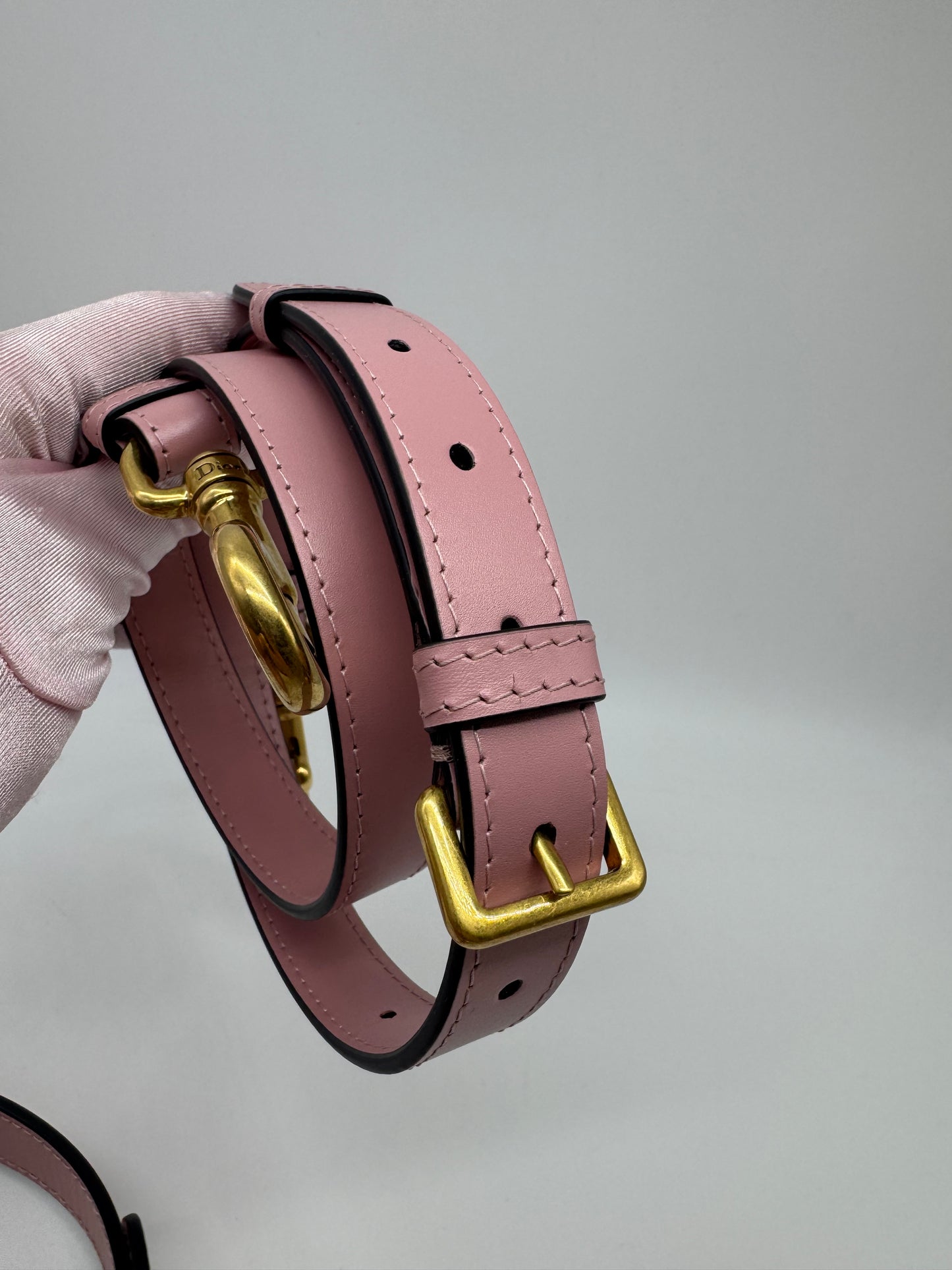 Pre-owned Certified Dior Saddle Bag Sakura Pink Smooth Calfskin with Leather CD logo and Golden Hardware, 2023 New Model, w/ strap, dust bag