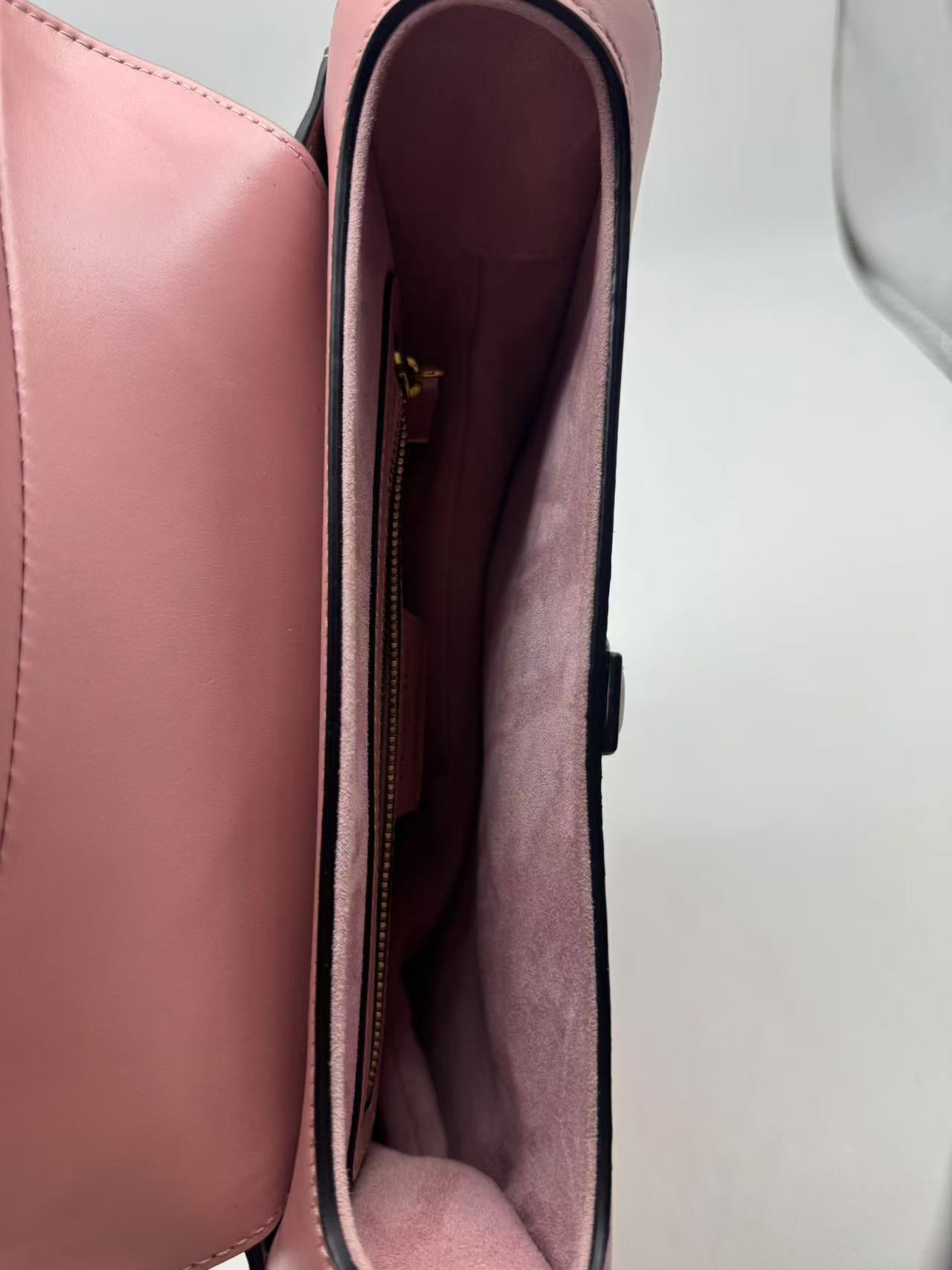 Pre-owned Certified Dior Saddle Bag Sakura Pink Smooth Calfskin with Leather CD logo and Golden Hardware, 2023 New Model, w/ strap, dust bag