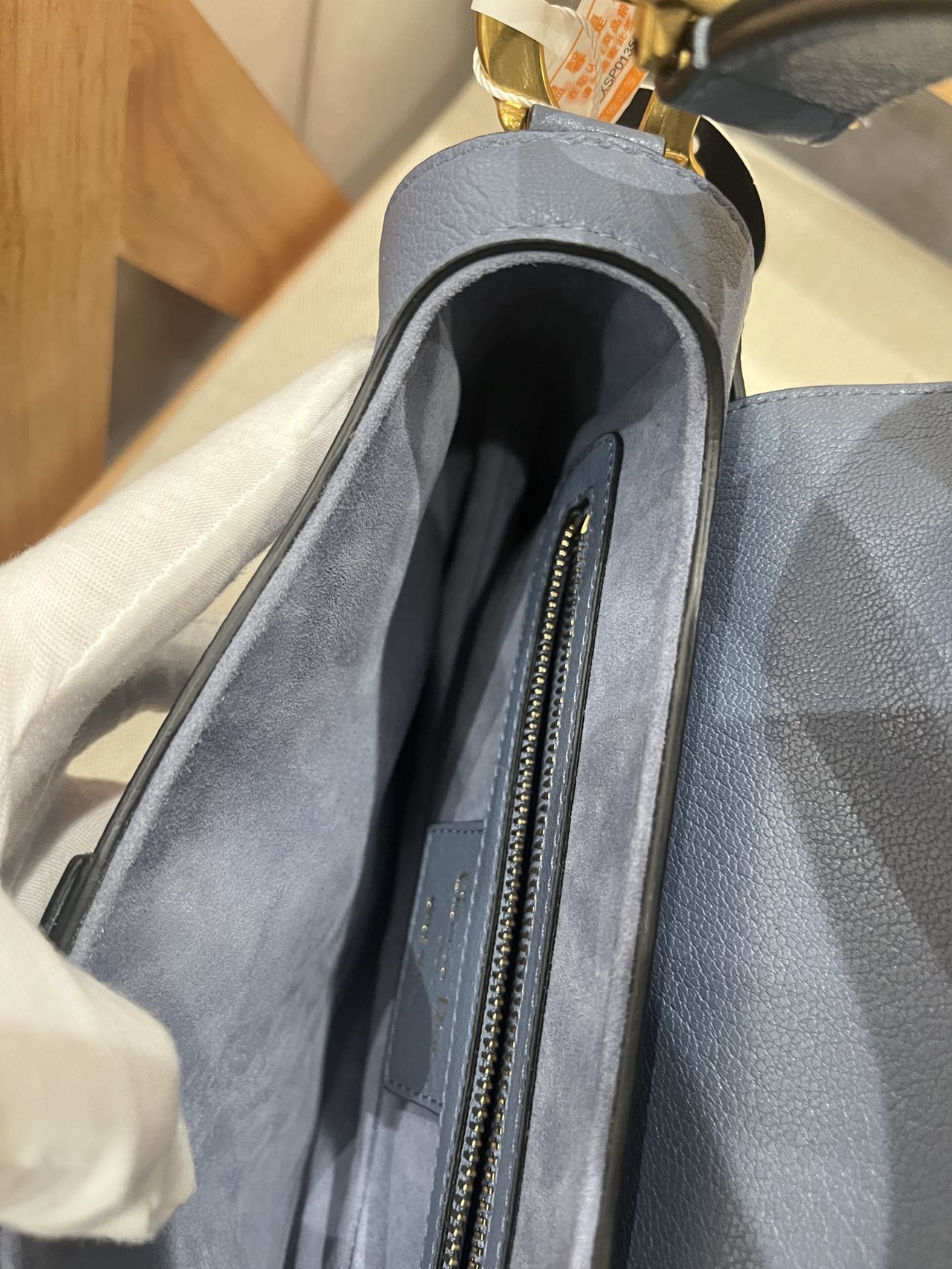 Pre-owned Certified Dior Saddle Medium in Blue Goatskin with Golden Hardware, 2020, w/ dust bag, Dior canvas strap