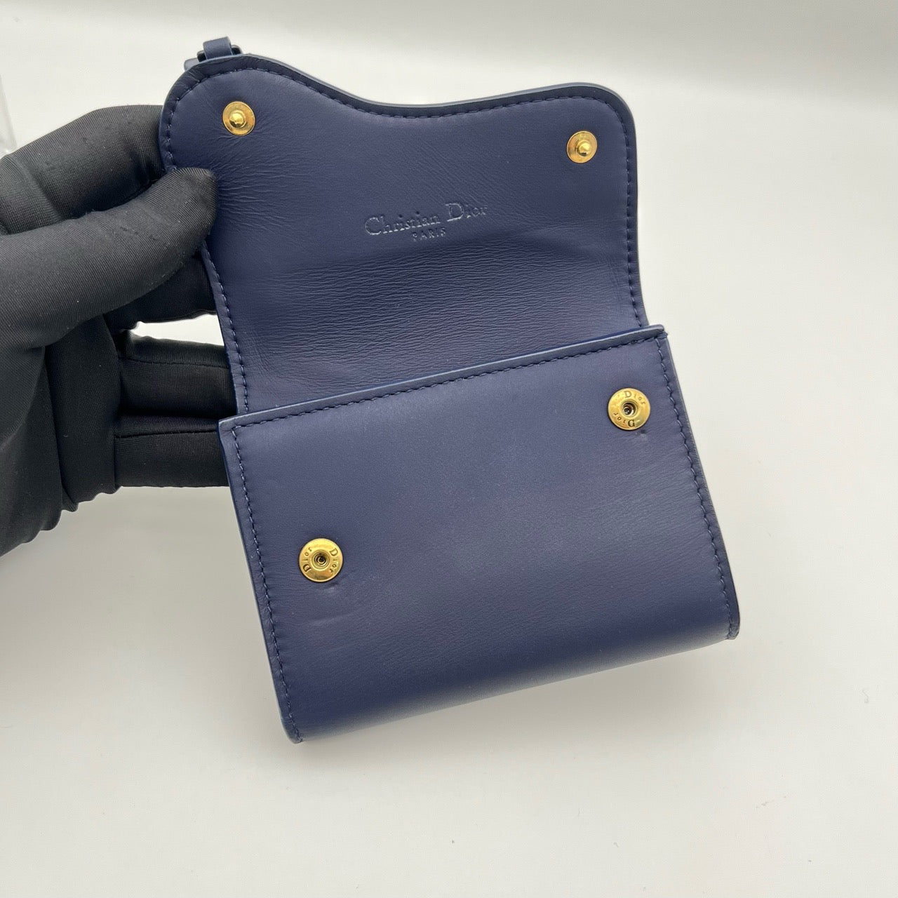 Pre-owned Certified Dior Saddle Small Wallet So Blue Matte Calfskin with Blue Hardware, 2019