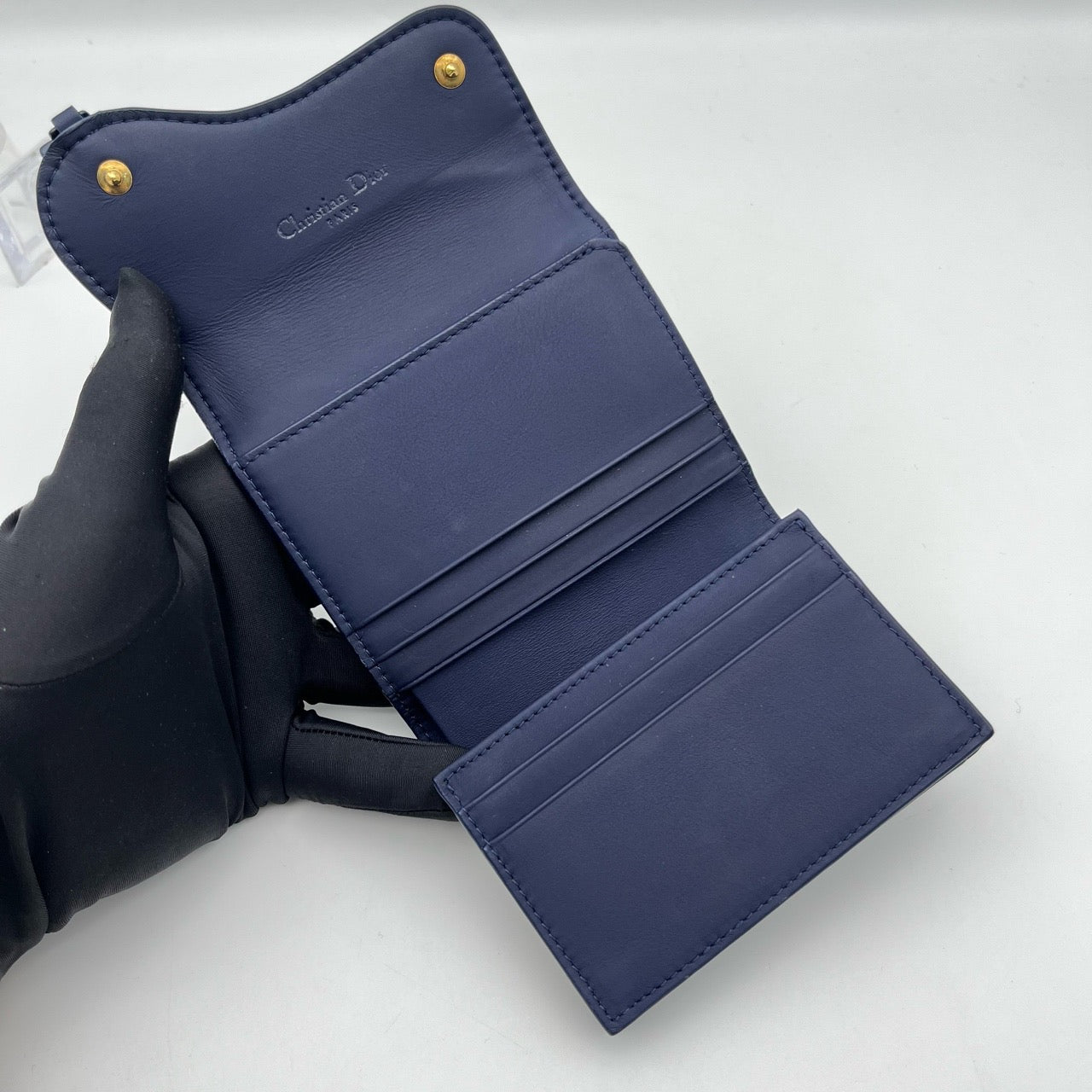 Pre-owned Certified Dior Saddle Small Wallet So Blue Matte Calfskin with Blue Hardware, 2019