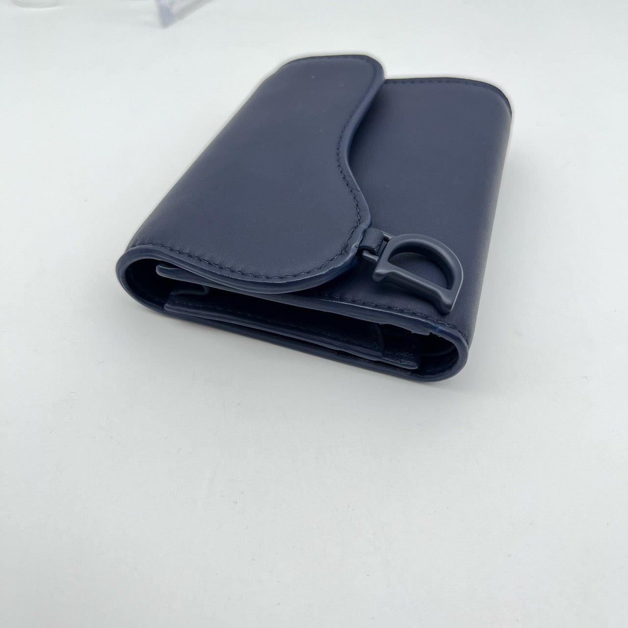 Pre-owned Certified Dior Saddle Small Wallet So Blue Matte Calfskin with Blue Hardware, 2019