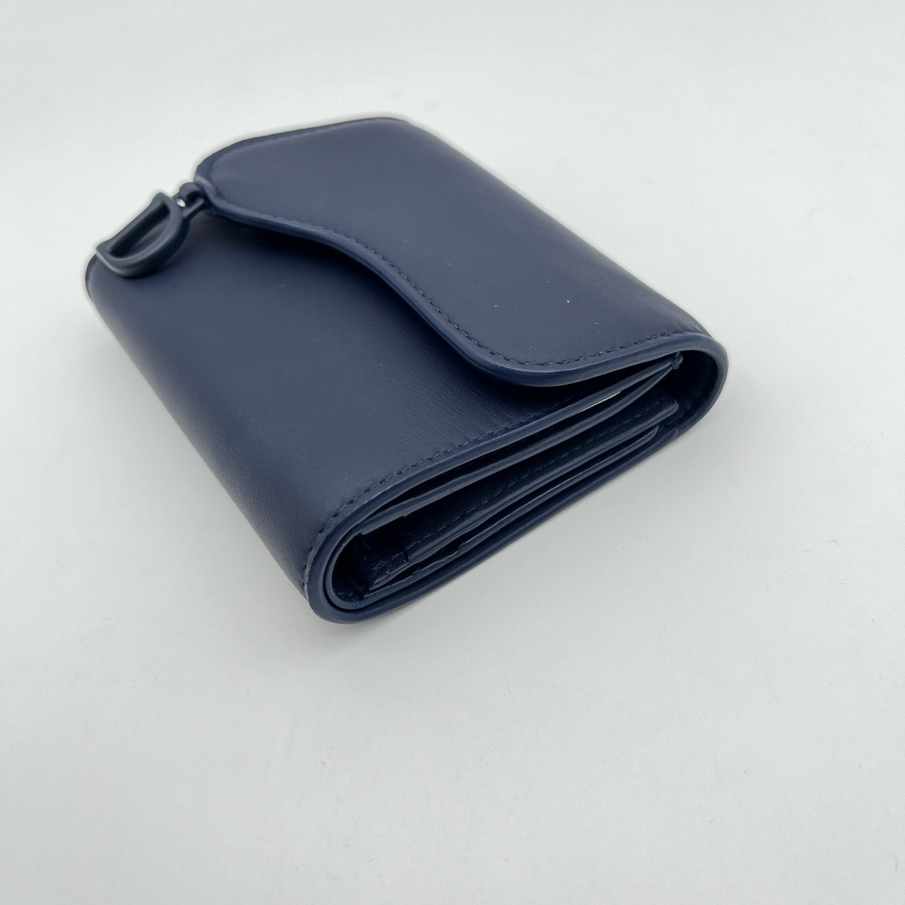 Pre-owned Certified Dior Saddle Small Wallet So Blue Matte Calfskin with Blue Hardware, 2019
