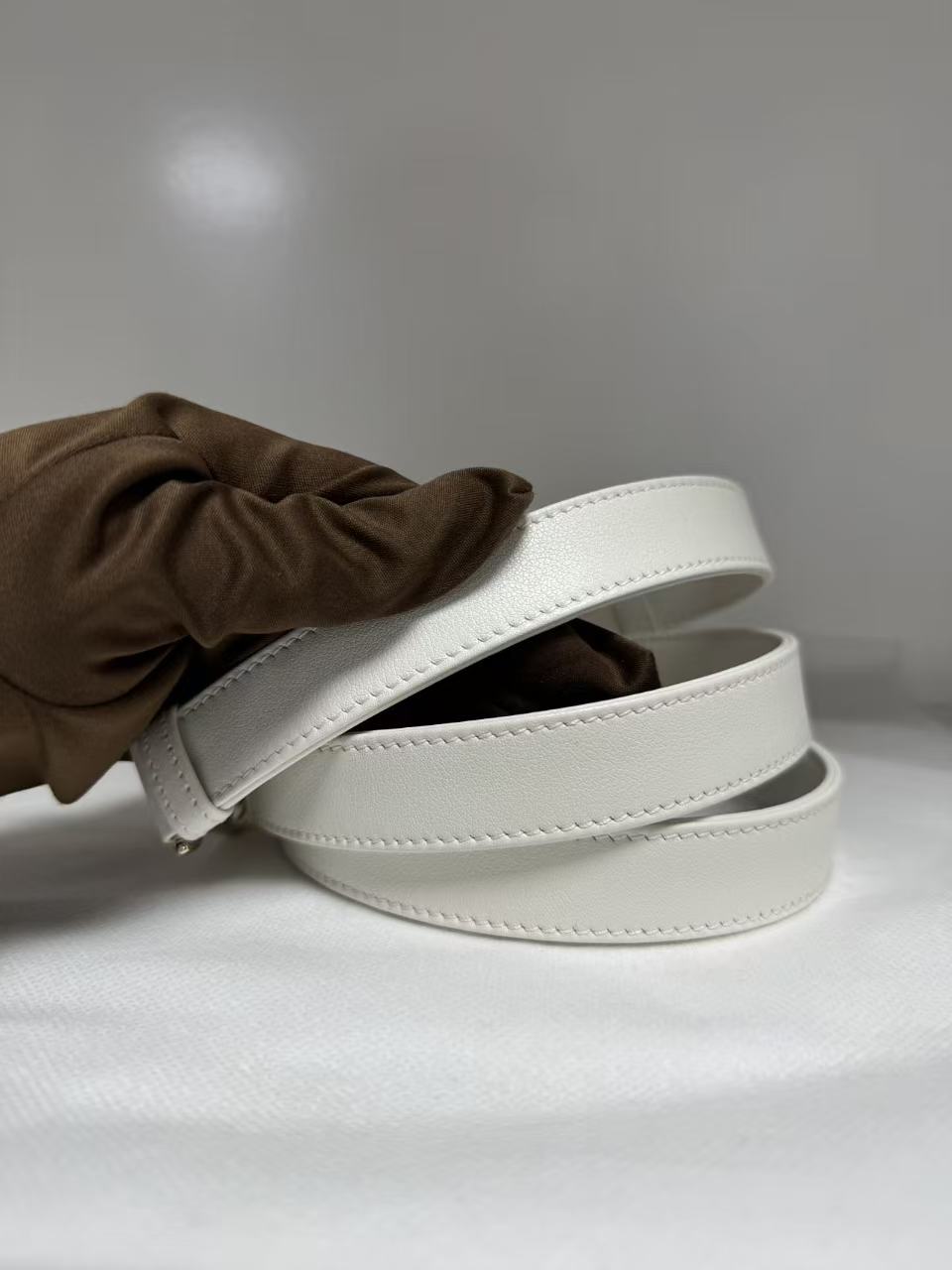 Pre-owned Certified Dior Small Lady Dior Cream White Lambskin Cannage with Light Golden Hardware, 2024, w/ full set