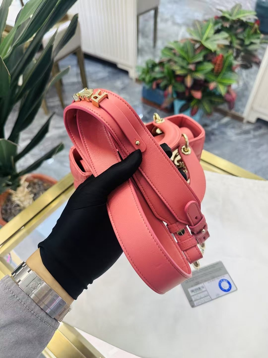 Pre-owned Certified Dior Small MyABC Lady Dior Coral Pink Lambskin Golden Hardware, 2020, w/ strap, Dior Card and dust bag