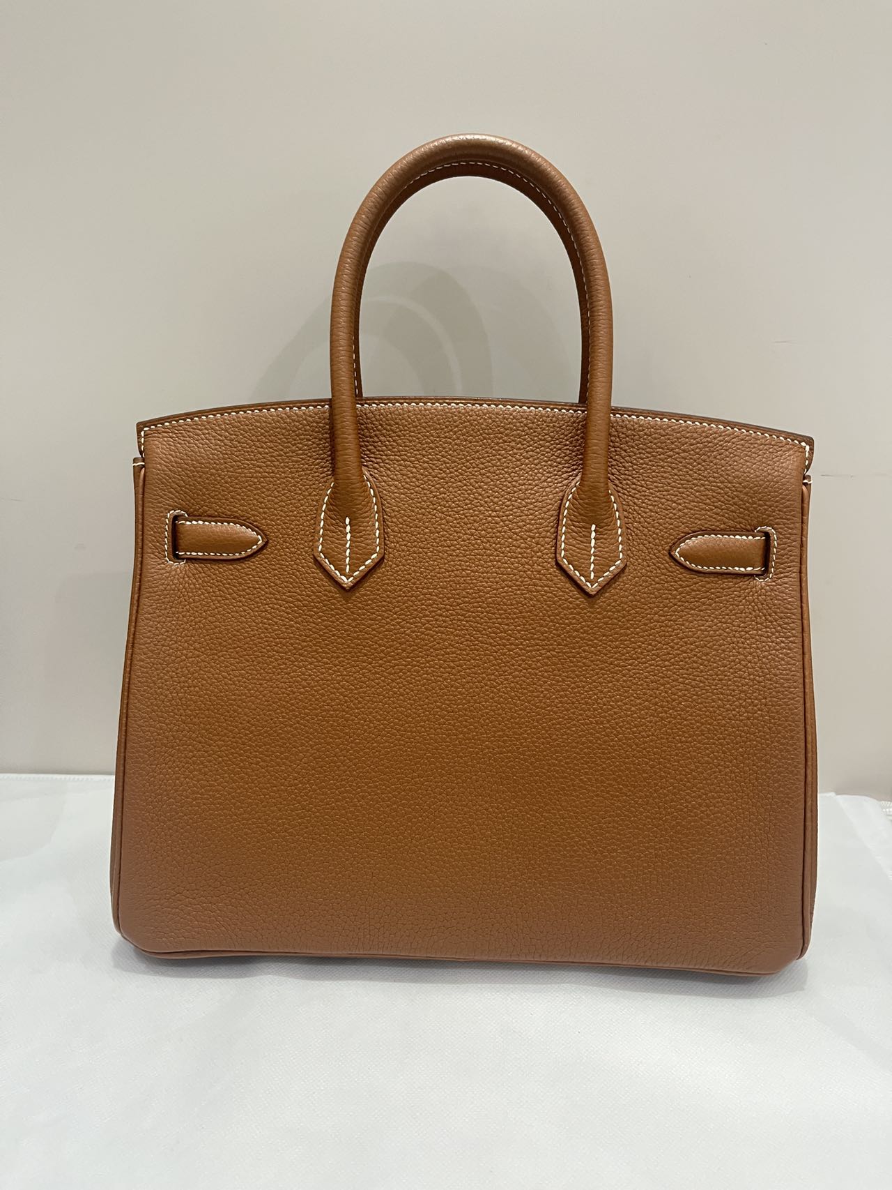 Pre-owned Certified Hermes Birkin 30 Golden Brown Togo Leather with Palladium Hardware, 2018 (C), w/ Full set