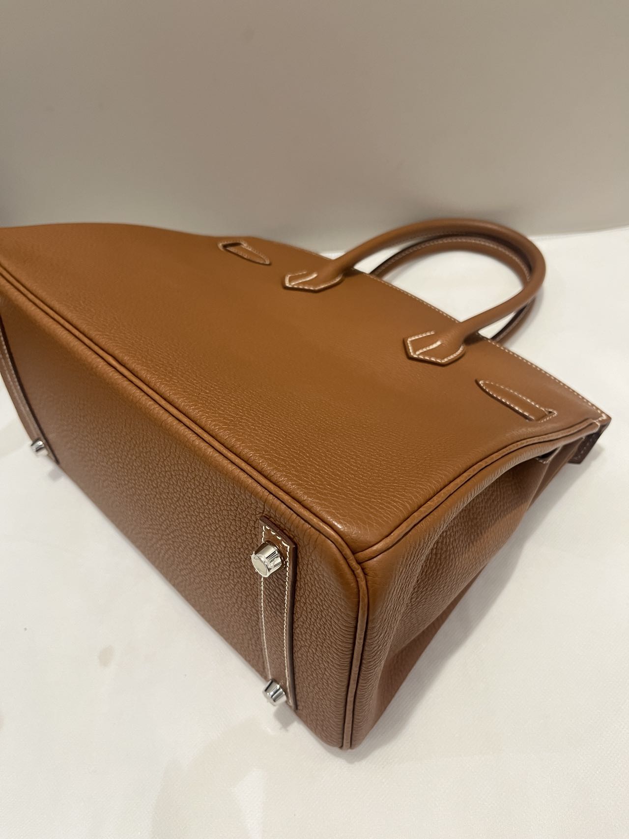 Pre-owned Certified Hermes Birkin 30 Golden Brown Togo Leather with Palladium Hardware, 2018 (C), w/ Full set