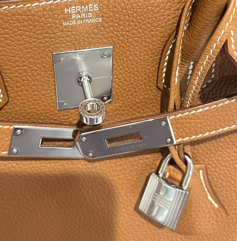 Pre-owned Certified Hermes Birkin 30 Golden Brown Togo Leather with Palladium Hardware, 2018 (C), w/ Full set