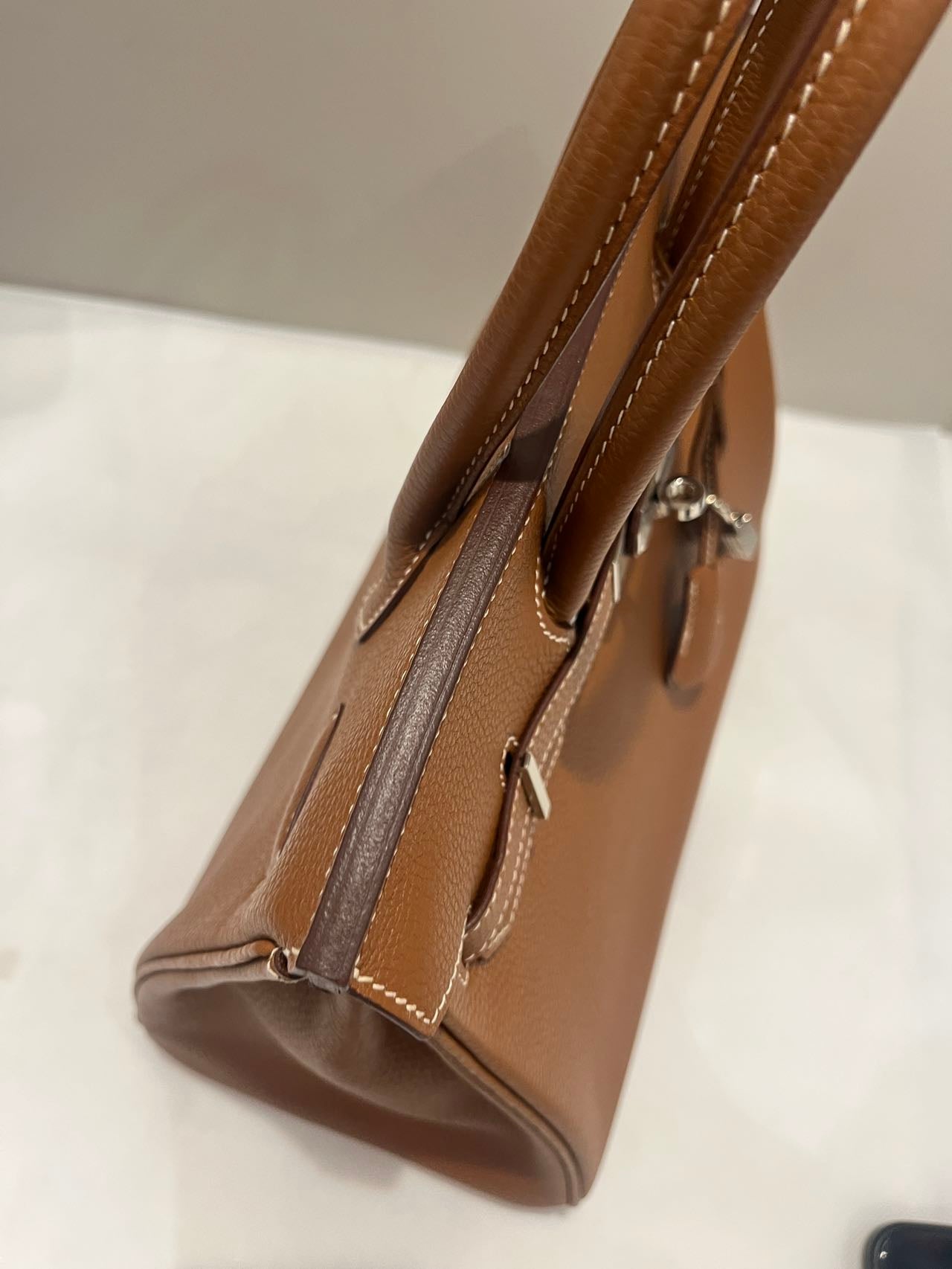 Pre-owned Certified Hermes Birkin 30 Golden Brown Togo Leather with Palladium Hardware, 2018 (C), w/ Full set