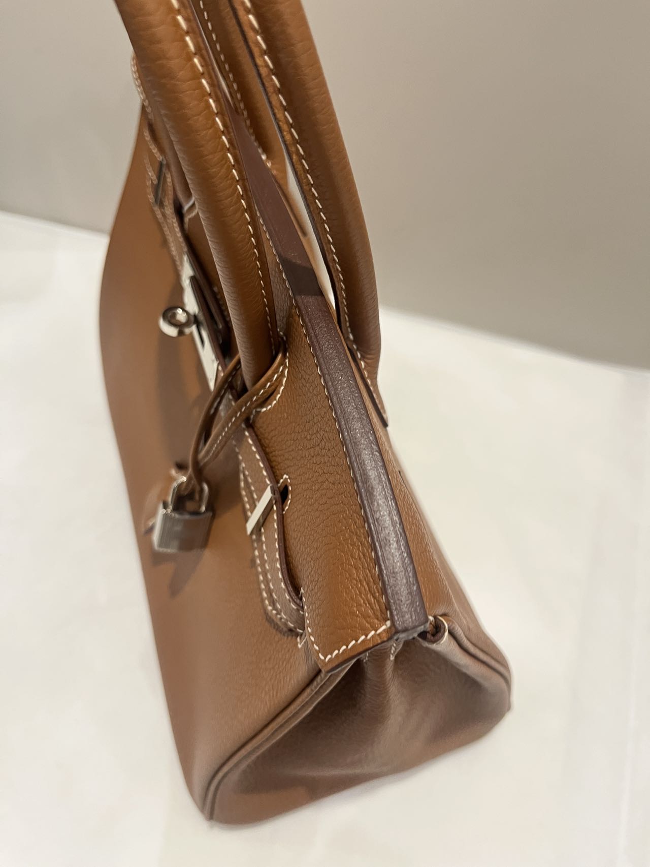 Pre-owned Certified Hermes Birkin 30 Golden Brown Togo Leather with Palladium Hardware, 2018 (C), w/ Full set