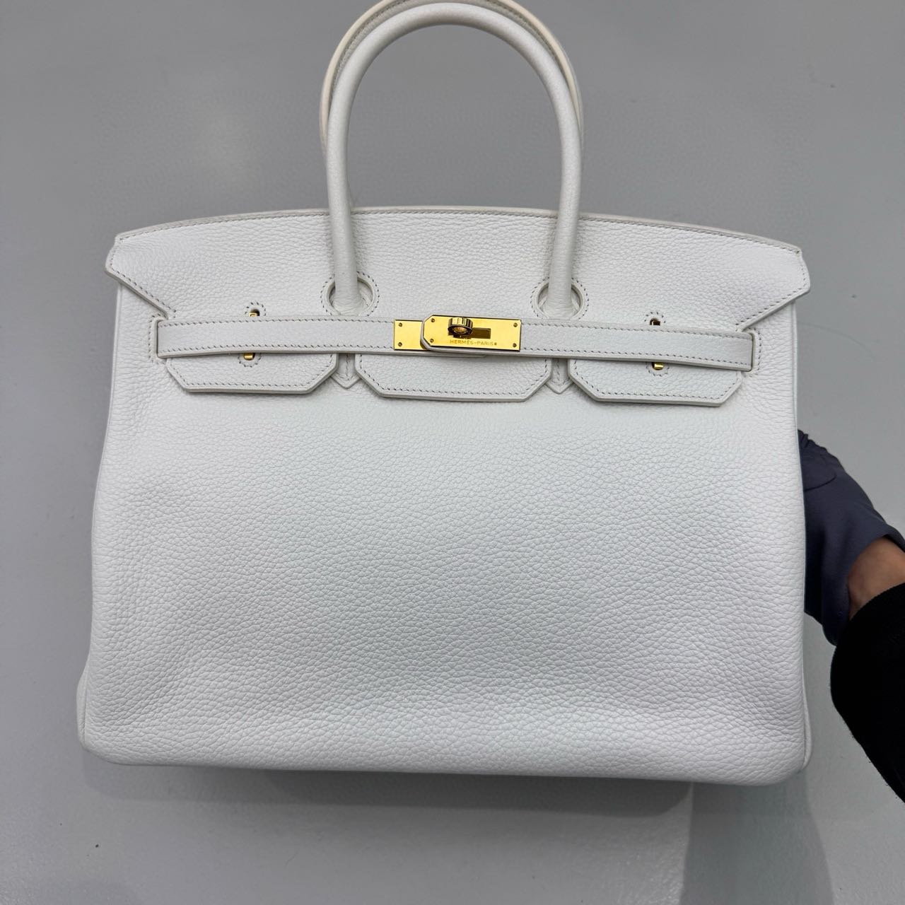 Pre-owned Certified Hermes Birkin 35 in Blanc Togo Leather with Golden Hardware, 2011, w/ lock & key, dust bag
