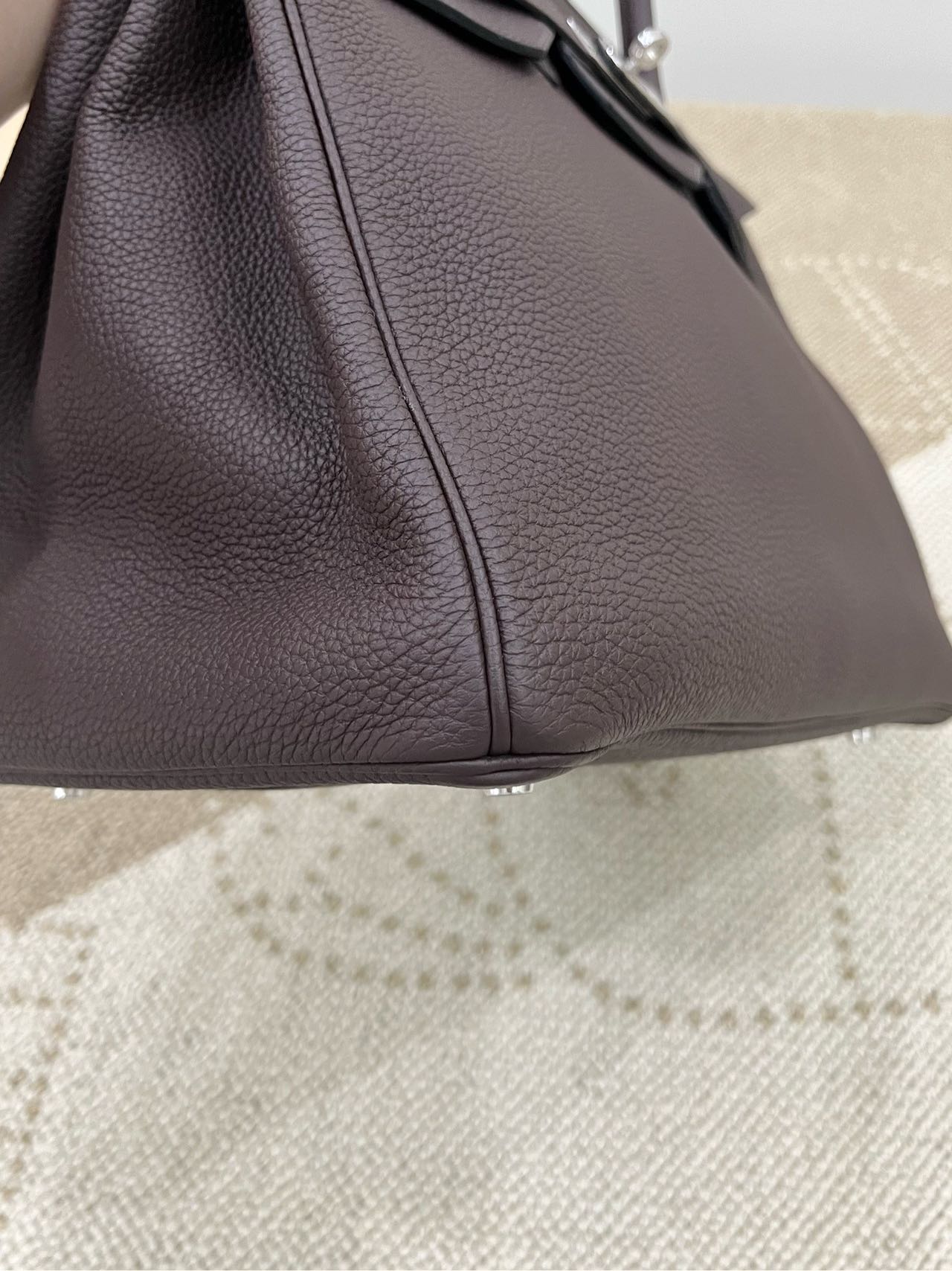 Pre-owned Certified Hermes Birkin 35 in Ebene Togo Leather with Silver Hardware, 2019, w/ full set