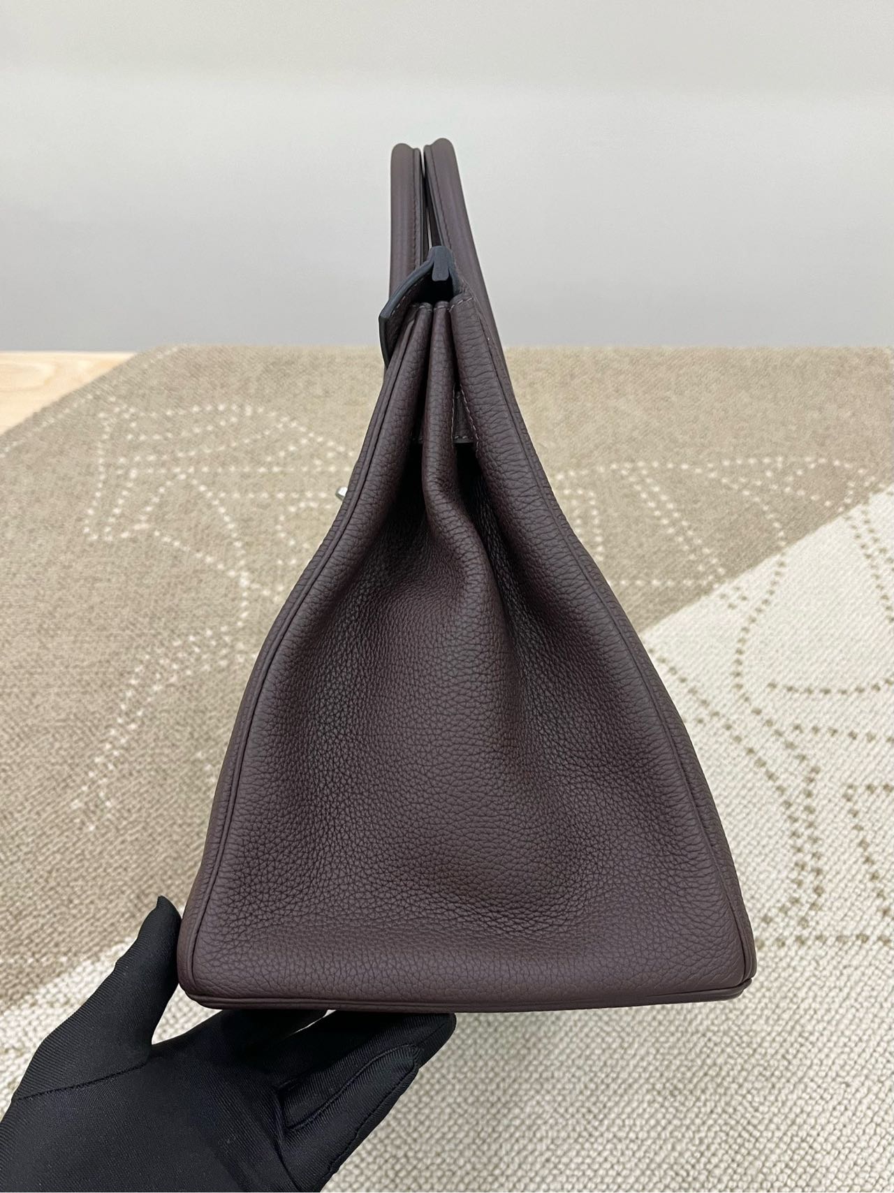 Pre-owned Certified Hermes Birkin 35 in Ebene Togo Leather with Silver Hardware, 2019, w/ full set