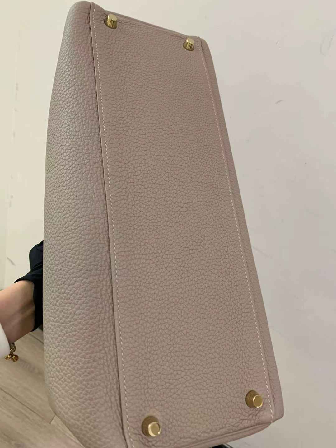 Pre-owned Certified Hermes Kelly 35 Retourne 81 Gris Tourterelle Togo with Golden Hardware, 2015 (T), w/ dust bag, lock&key, strap