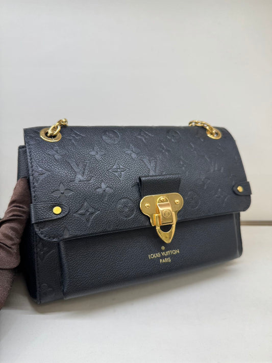 Pre-owned Certified LV Louis Vuitton Vavin Black Mongram Empreinte Golden Hw, Microchipped, w/ dust bag