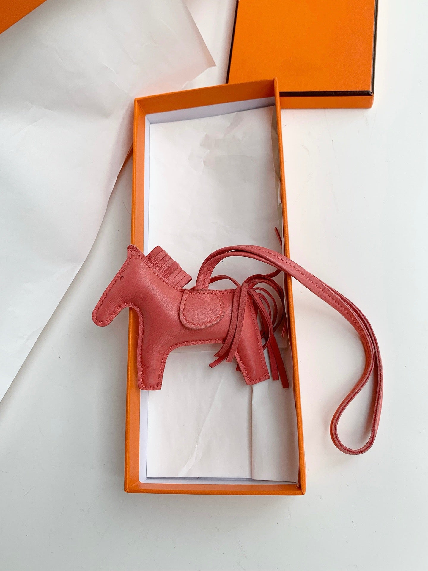 Pre-owned Hermes Rodeo Bag Charm Small All Pink, 2020 (Y), w/ box