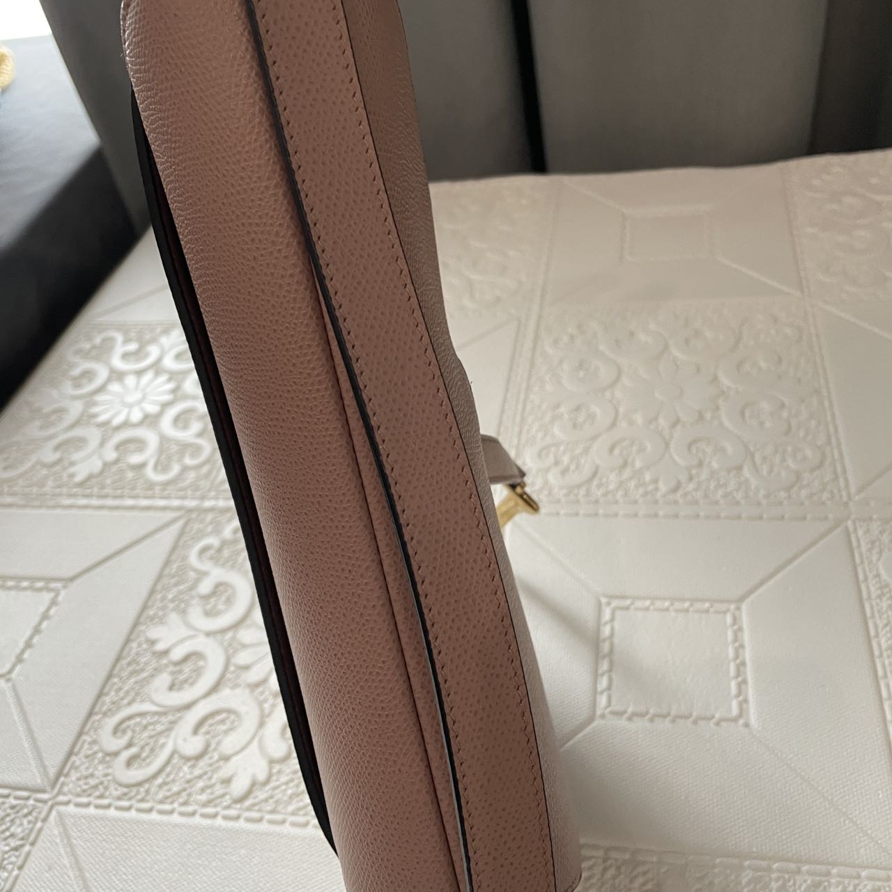 Pre-owned Certified Dior Medium Saddle in Nude Pink Grained Calfskin with Golden Hardware, 2019, w/ dust bag