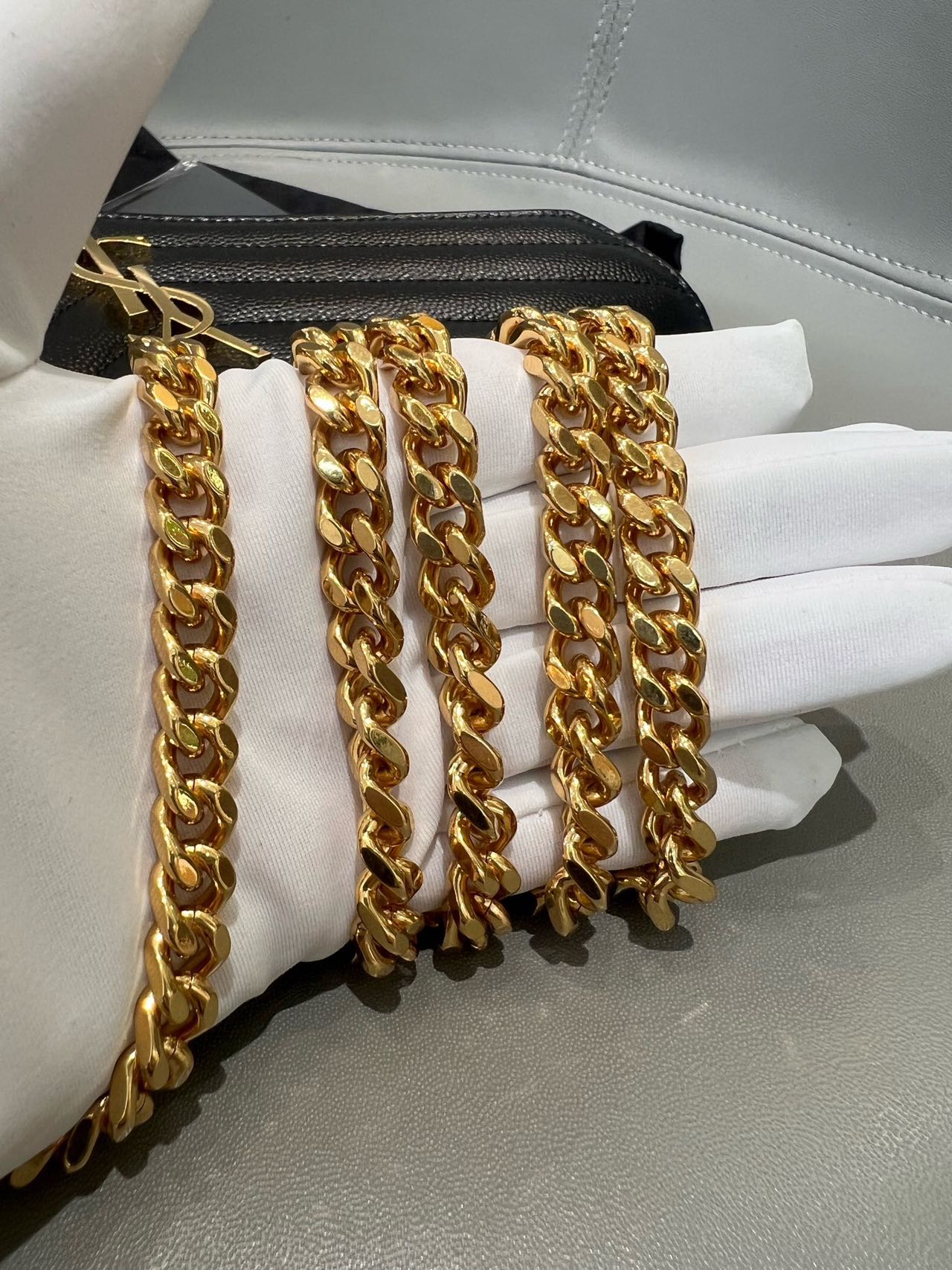 Pre-owned Certified  YSL Saint Laurent Monogram Wallet on Chain in Black Caviar Leather with Golden Hardware, 2021, w/ full set