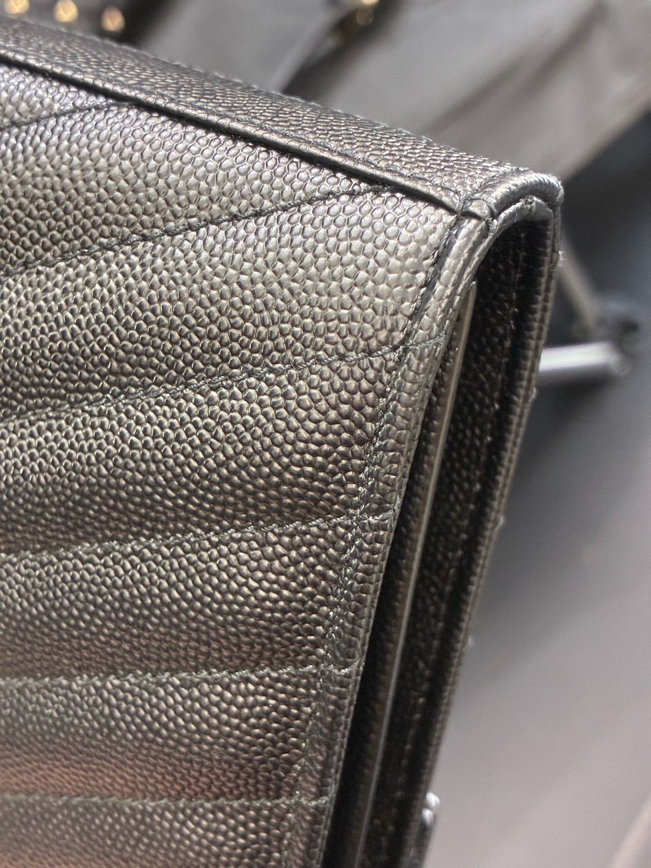 Pre-owned Certified YSL Saint Laurent Monogram Wallet on Chain in Black Caviar Leather with Silver Hardware, 2019, w/ full set